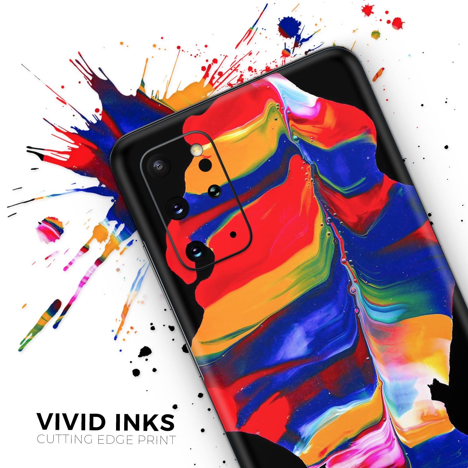 Liquid Abstract Paint V75 skin for Samsung Galaxy S-Series, showcasing vibrant design and premium vinyl material.