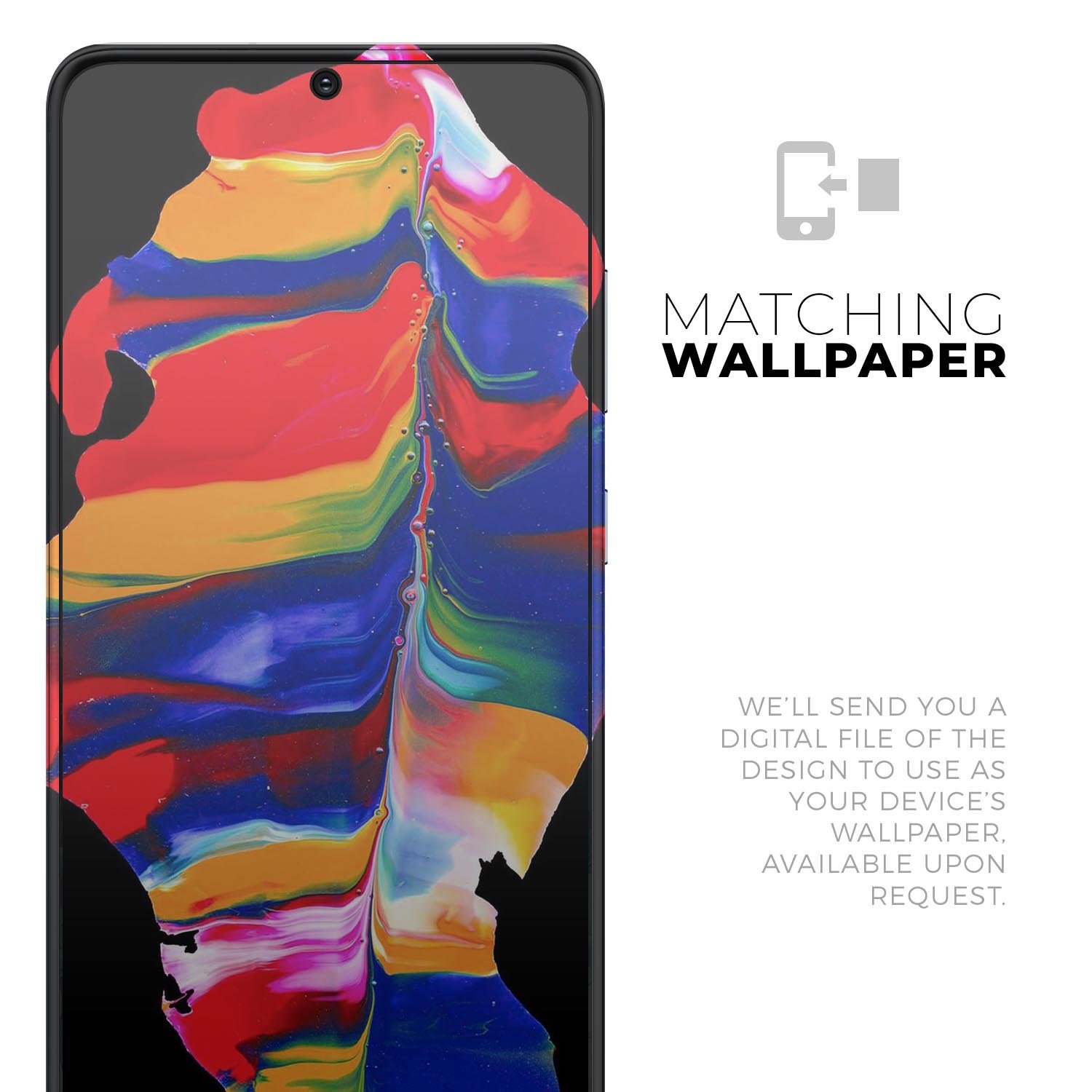 Liquid Abstract Paint V75 skin for Samsung Galaxy S-Series, showcasing vibrant design and premium vinyl material.