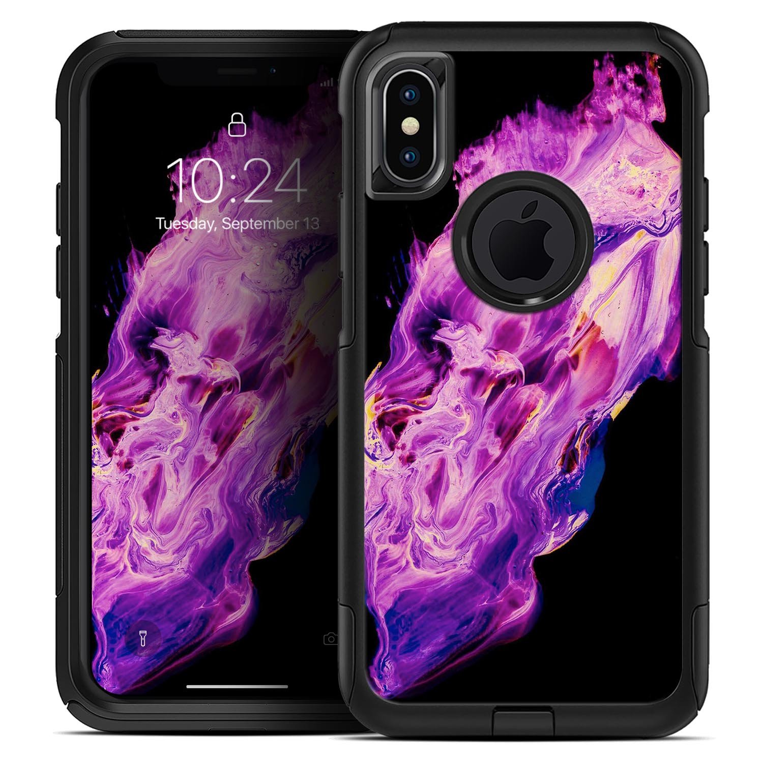 Liquid Abstract Paint V76 Skin Kit for iPhone OtterBox cases featuring vibrant abstract design and premium 3M materials.