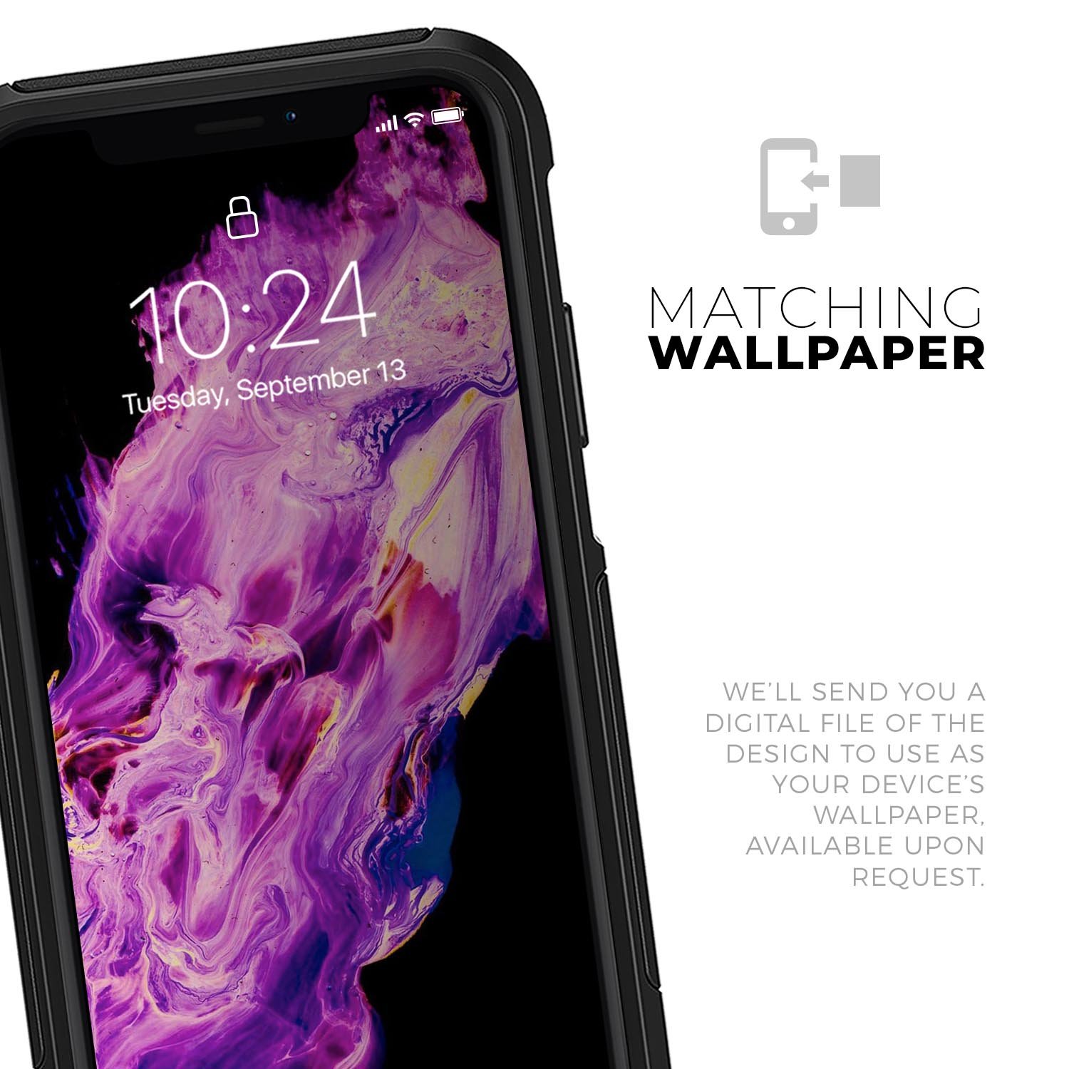 Liquid Abstract Paint V76 Skin Kit for iPhone OtterBox cases featuring vibrant abstract design and premium 3M materials.