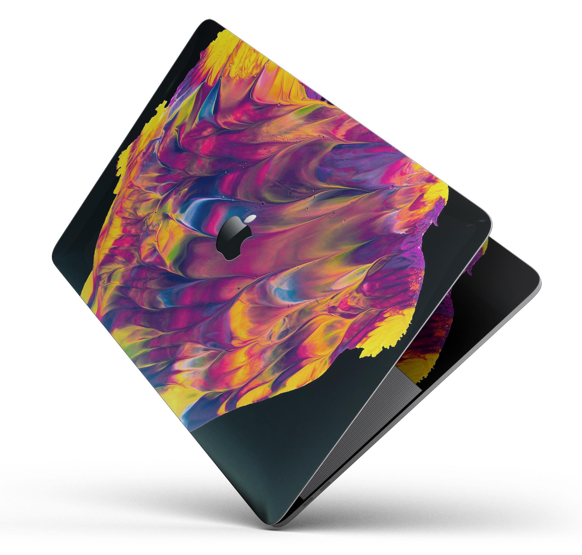 Liquid Abstract Paint V78 skin decal wrap kit for MacBook, showcasing vibrant colors and a sleek design.