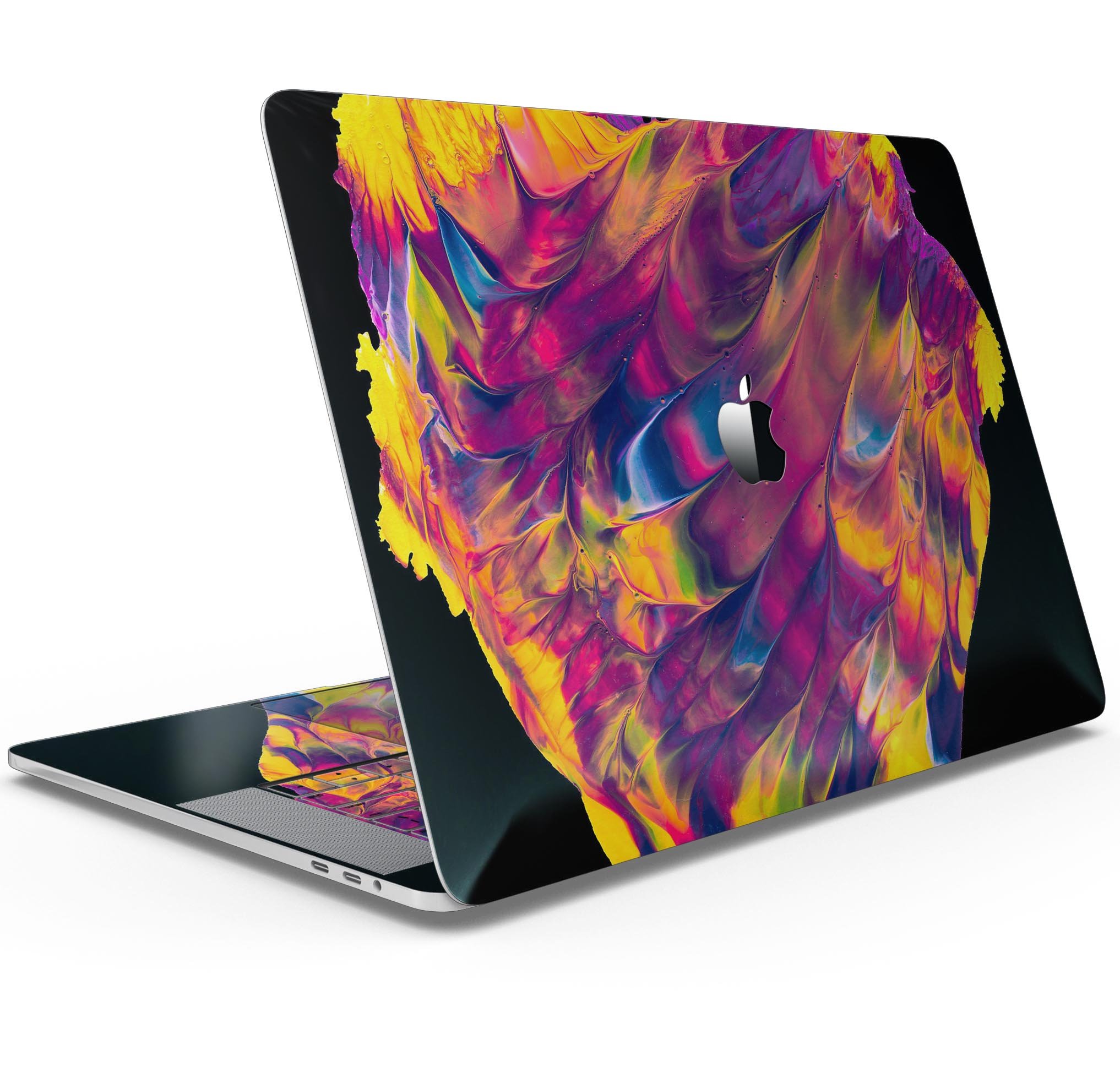 Liquid Abstract Paint V78 skin decal wrap kit for MacBook, showcasing vibrant colors and a sleek design.