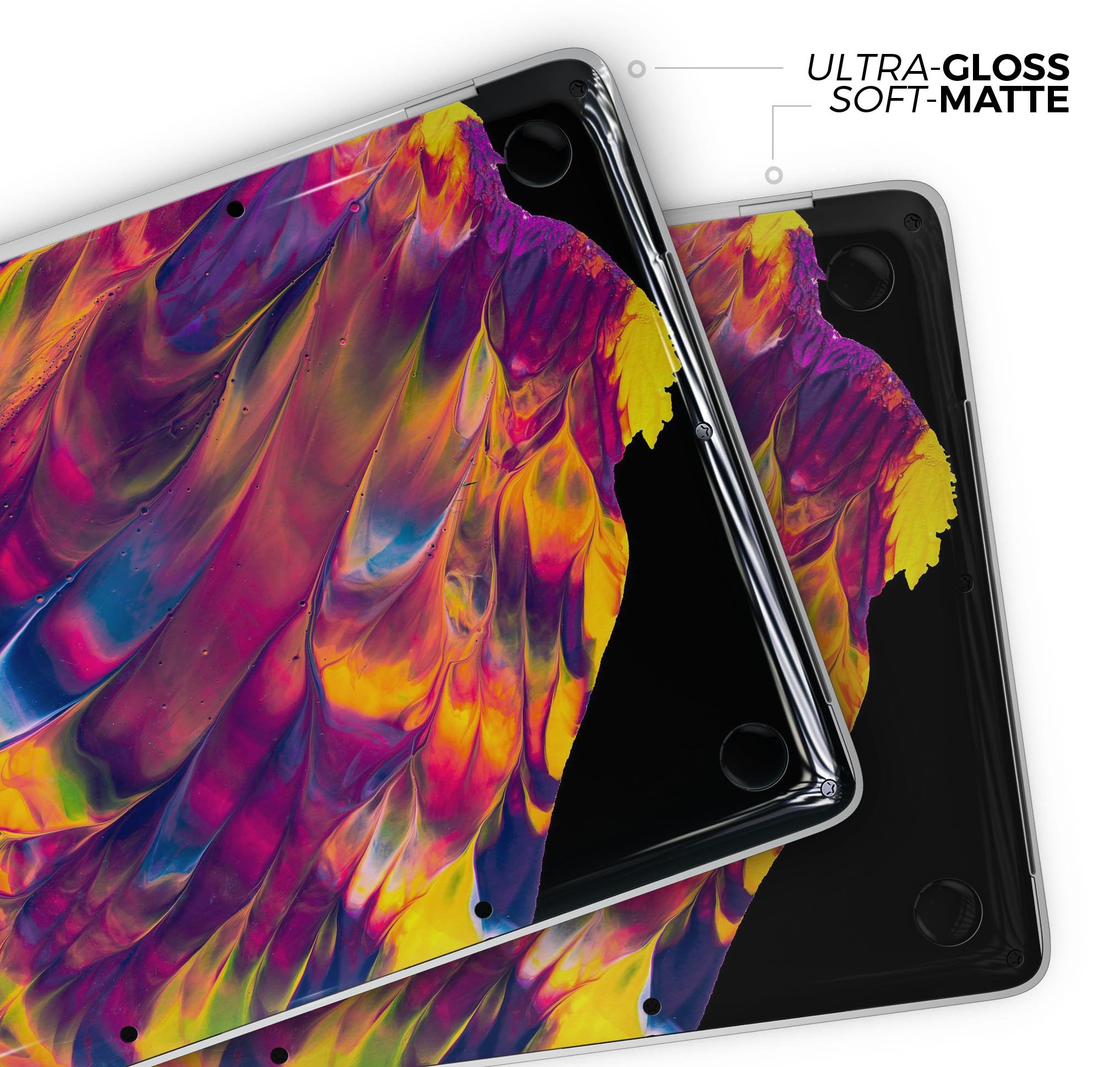 Liquid Abstract Paint V78 skin decal wrap kit for MacBook, showcasing vibrant colors and a sleek design.