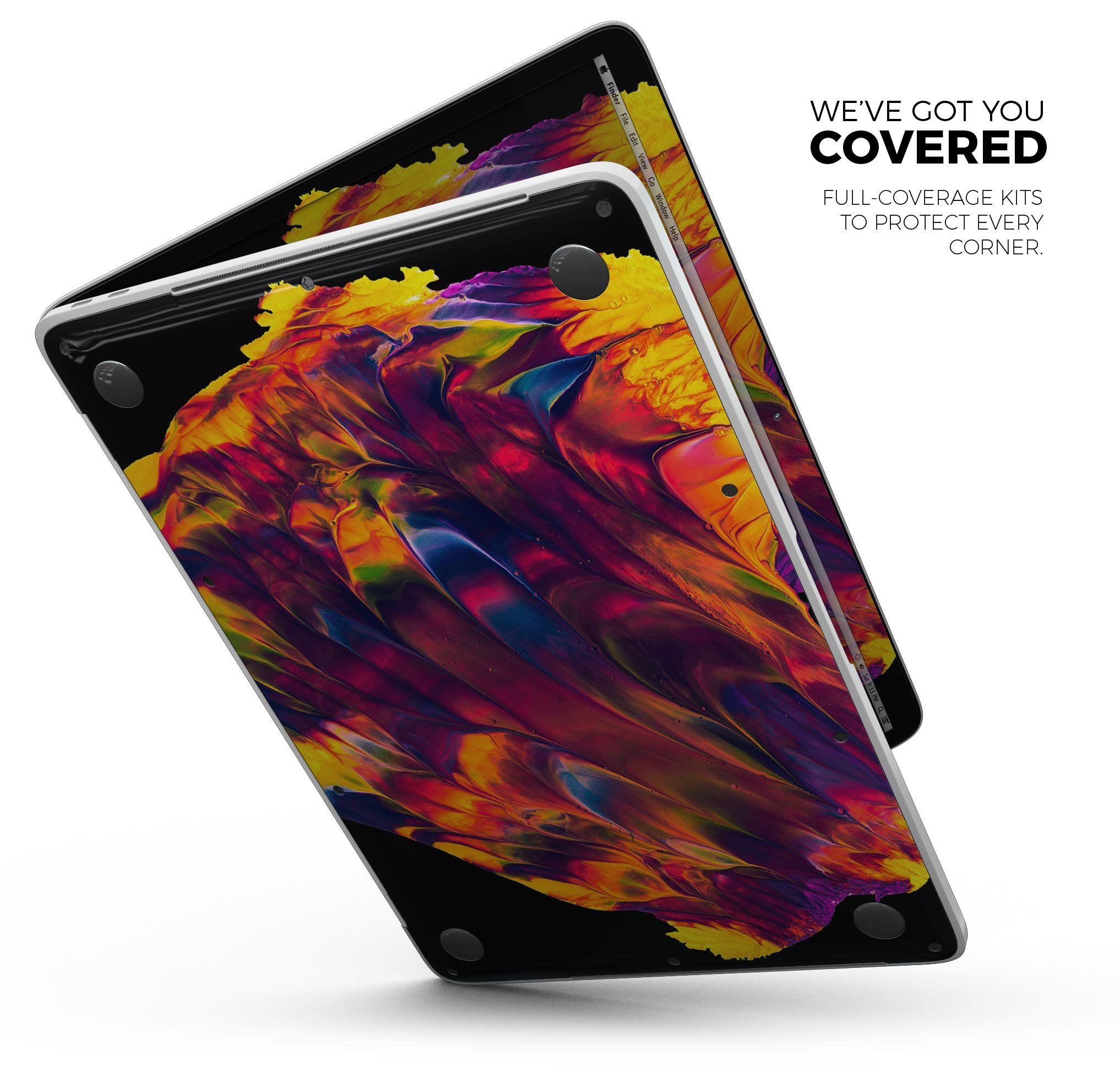 Liquid Abstract Paint V78 skin decal wrap kit for MacBook, showcasing vibrant colors and a sleek design.