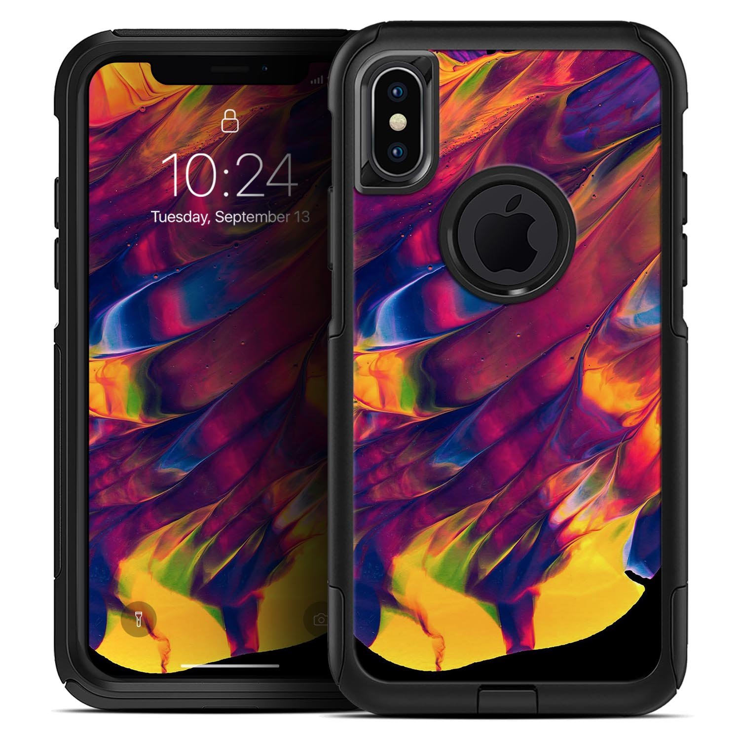 Liquid Abstract Paint V78 Skin Kit for iPhone OtterBox Cases featuring vibrant abstract design and premium 3M materials.