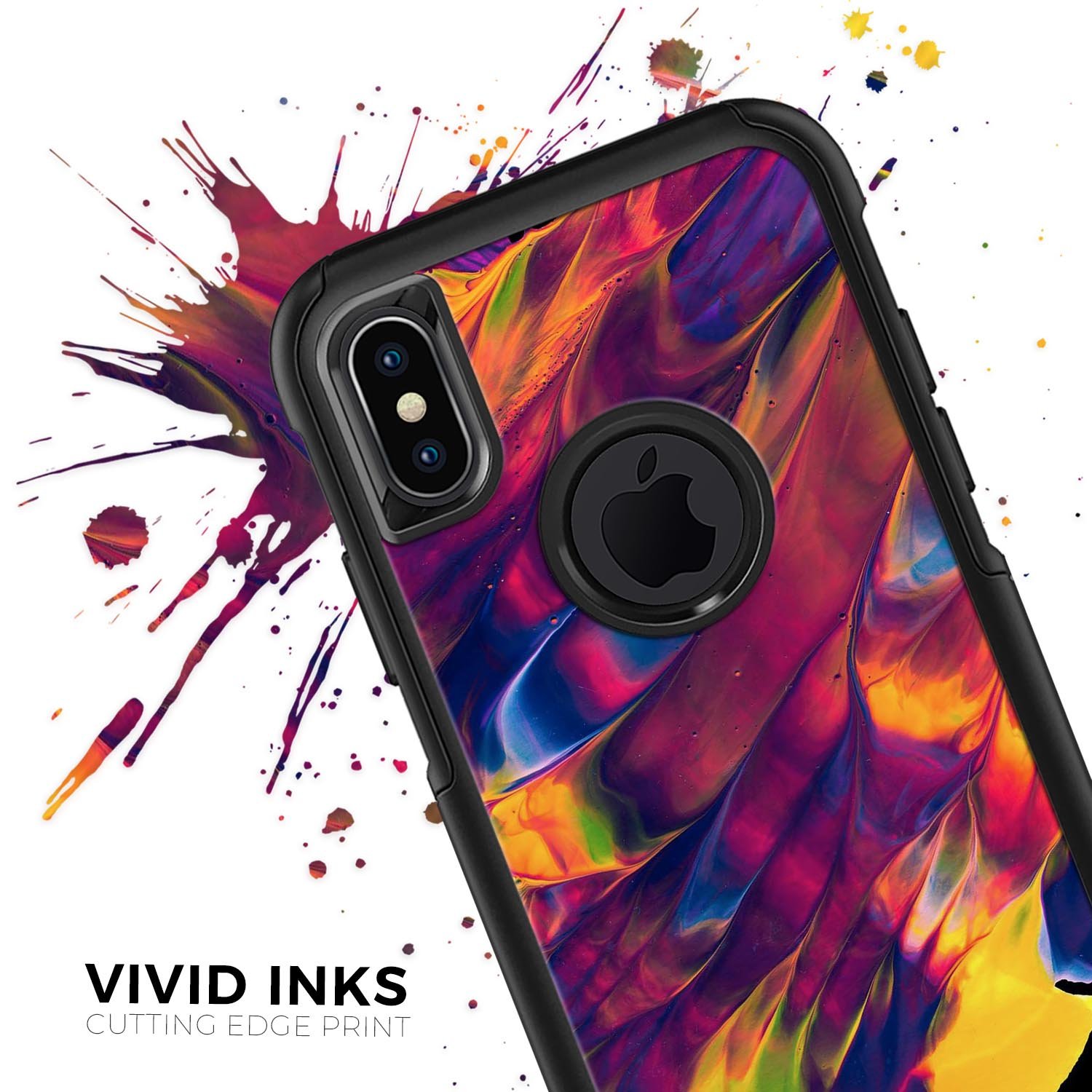 Liquid Abstract Paint V78 Skin Kit for iPhone OtterBox Cases featuring vibrant abstract design and premium 3M materials.