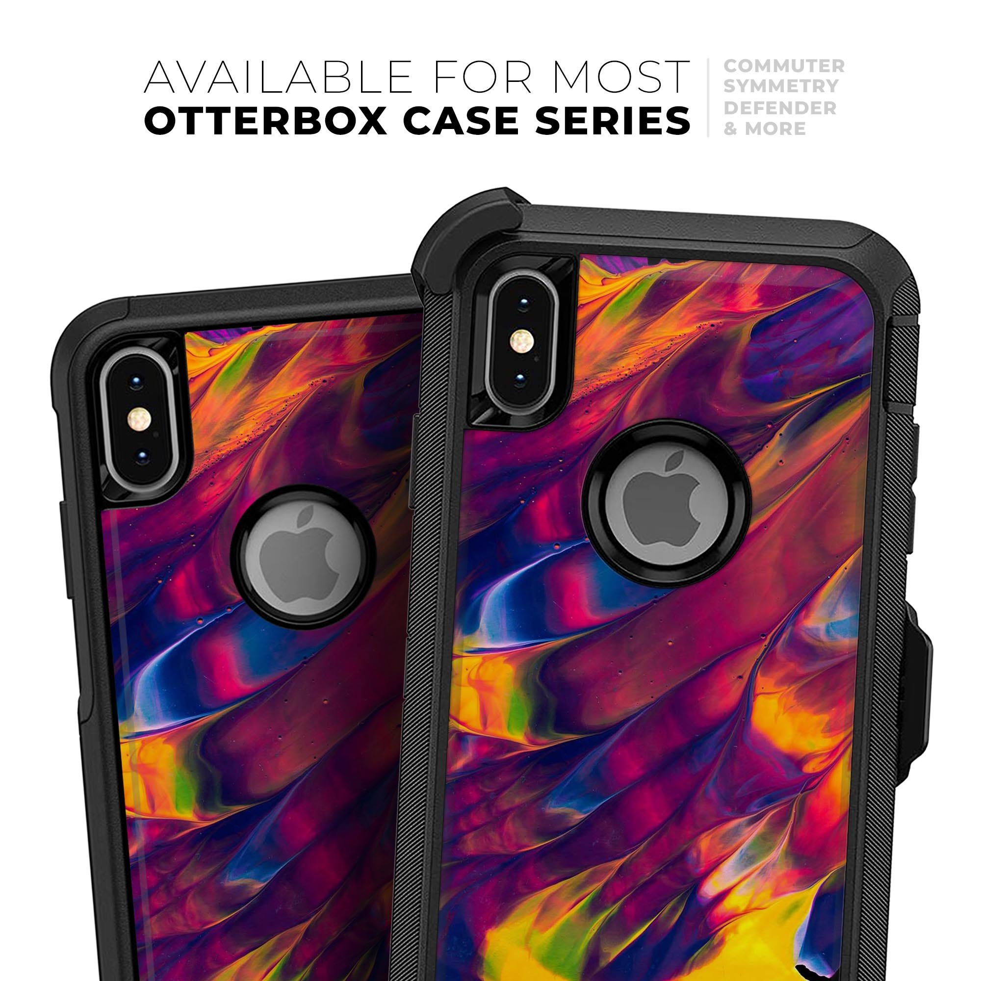 Liquid Abstract Paint V78 Skin Kit for iPhone OtterBox Cases featuring vibrant abstract design and premium 3M materials.