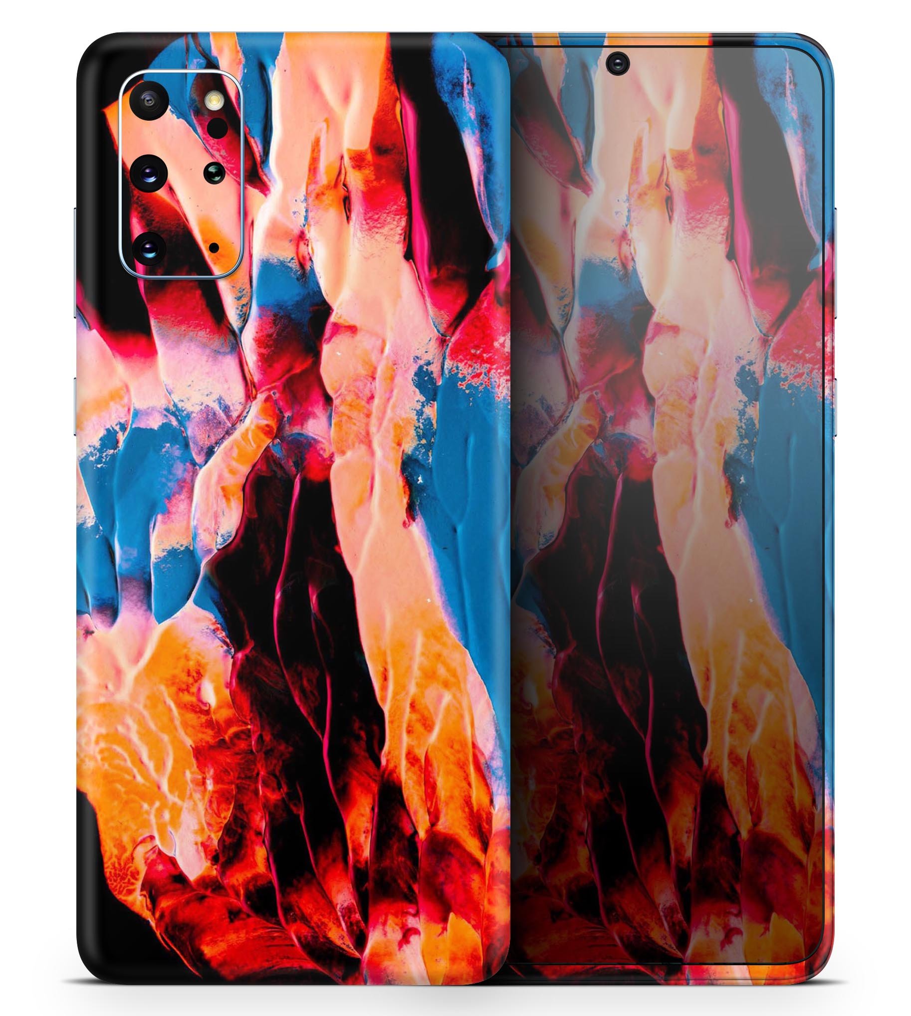 Liquid Abstract Paint V8 Skin-Kit for Samsung Galaxy S-Series, showcasing vibrant design and premium vinyl material.