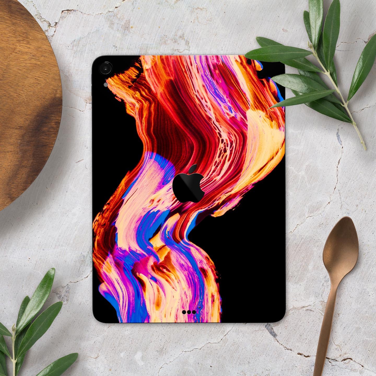 Liquid Abstract Paint V80 skin decal for Apple iPad, showcasing vibrant abstract design and premium 3M material.