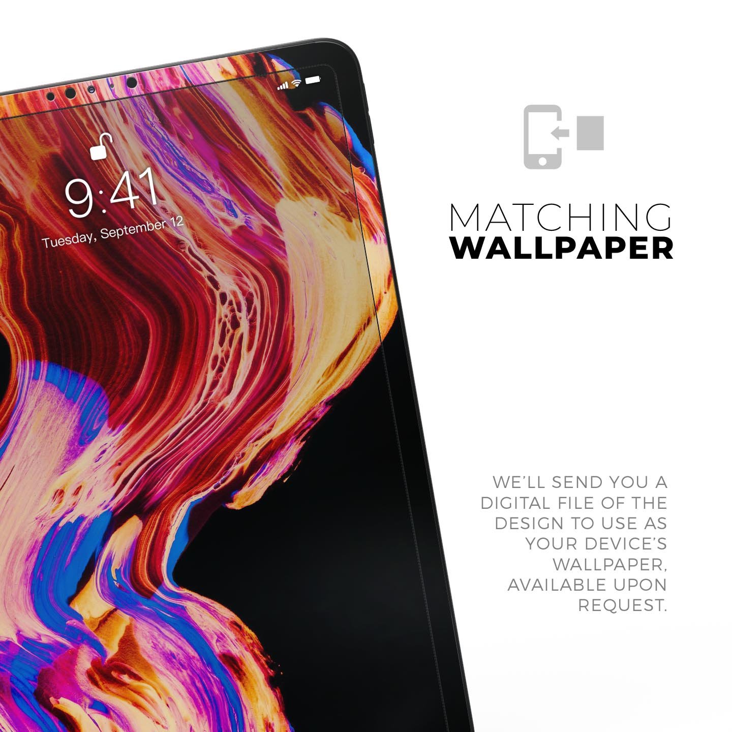 Liquid Abstract Paint V80 skin decal for Apple iPad, showcasing vibrant abstract design and premium 3M material.