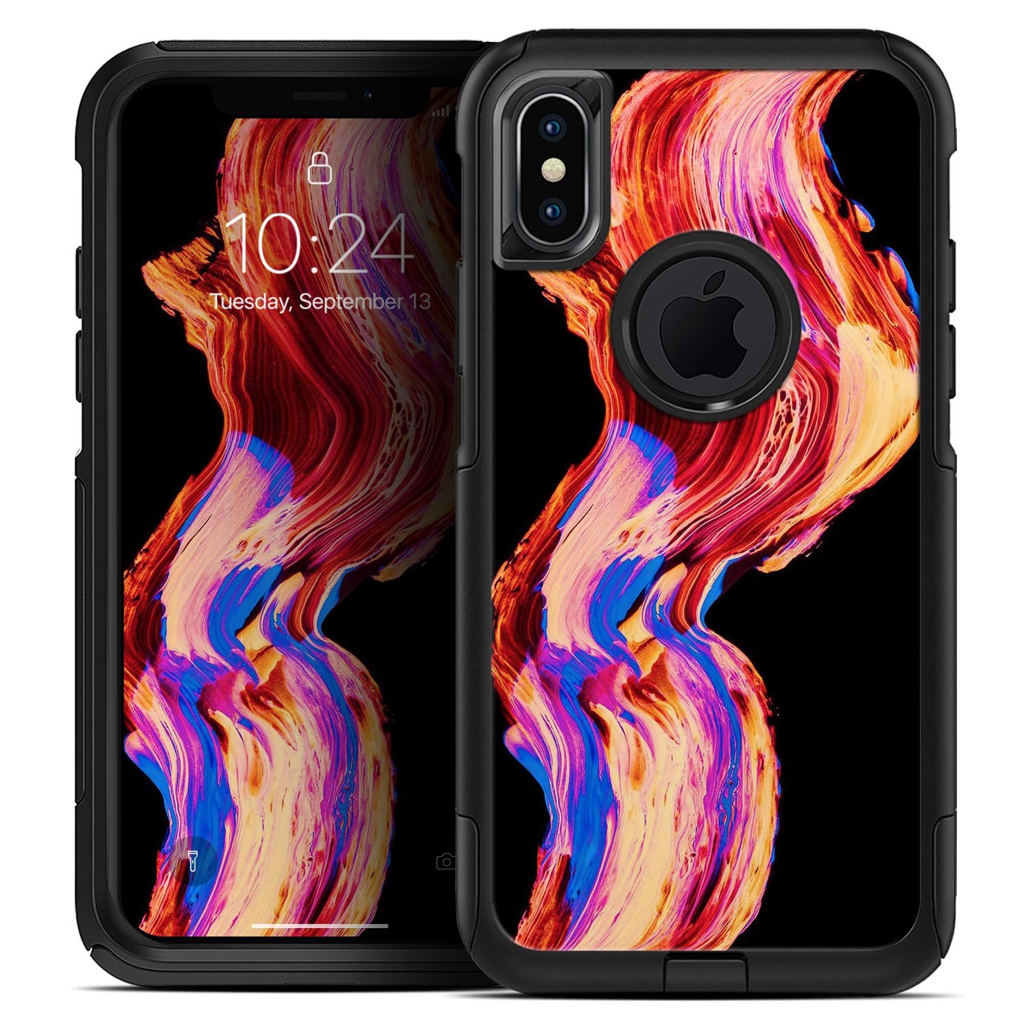 Liquid Abstract Paint V80 Skin Kit for iPhone OtterBox Cases featuring vibrant abstract designs and premium 3M materials.