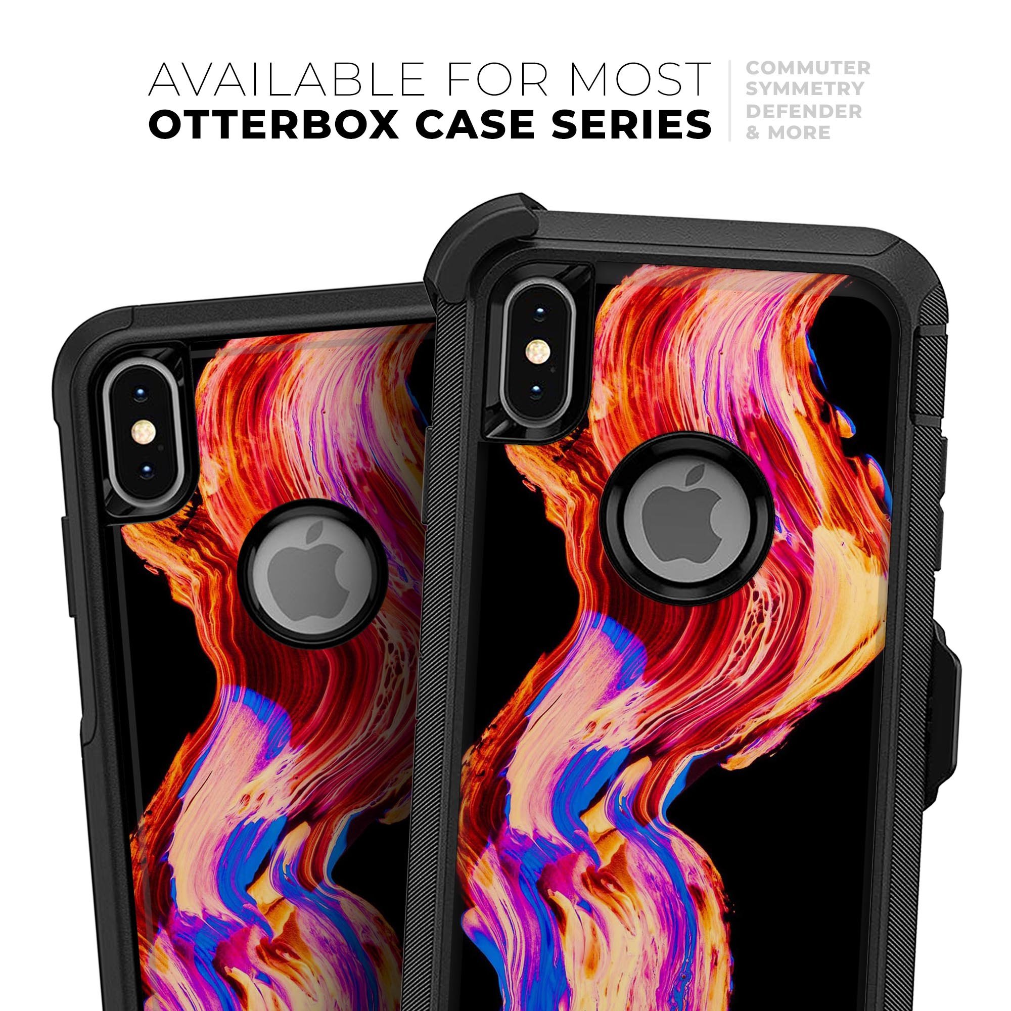 Liquid Abstract Paint V80 Skin Kit for iPhone OtterBox Cases featuring vibrant abstract designs and premium 3M materials.