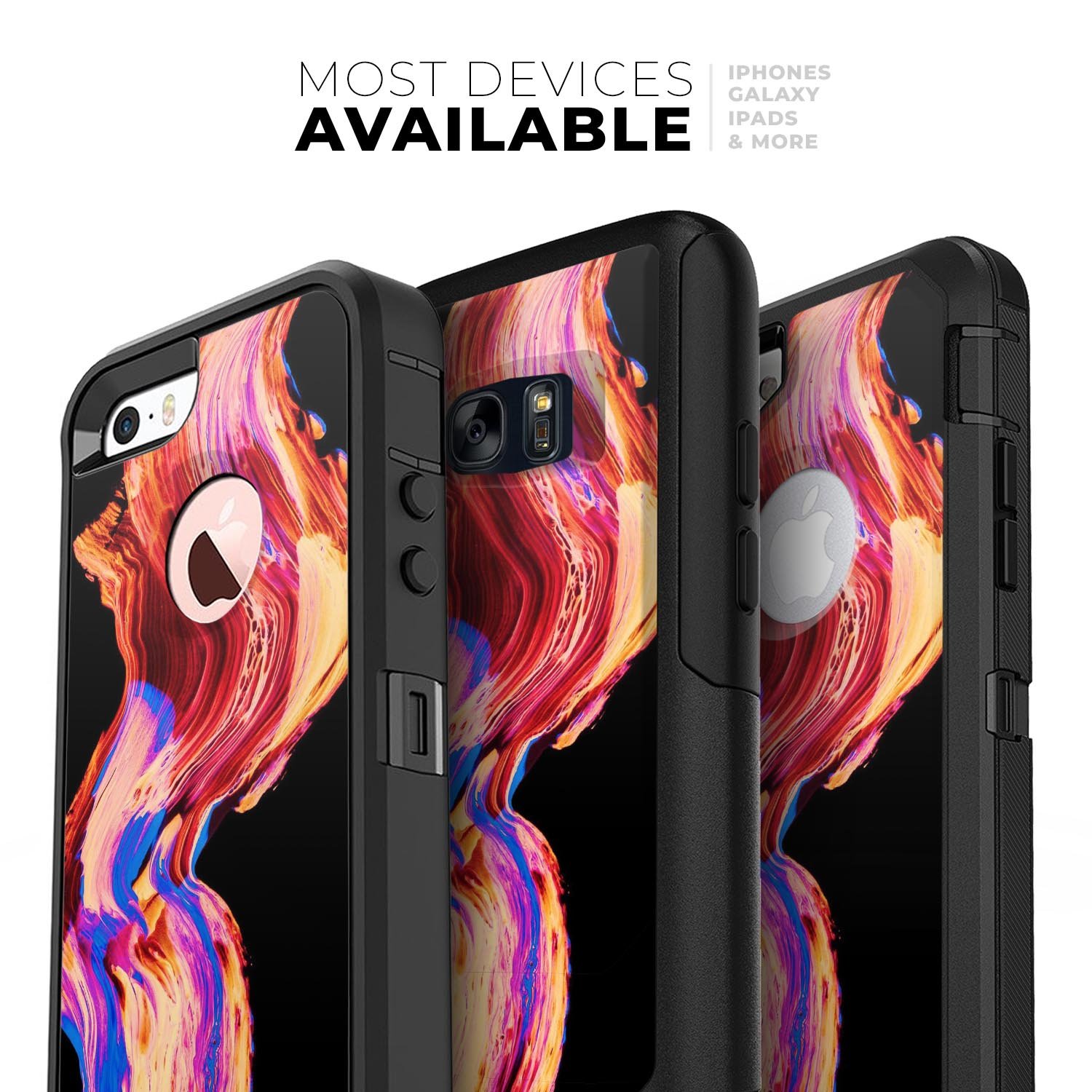 Liquid Abstract Paint V80 Skin Kit for iPhone OtterBox Cases featuring vibrant abstract designs and premium 3M materials.