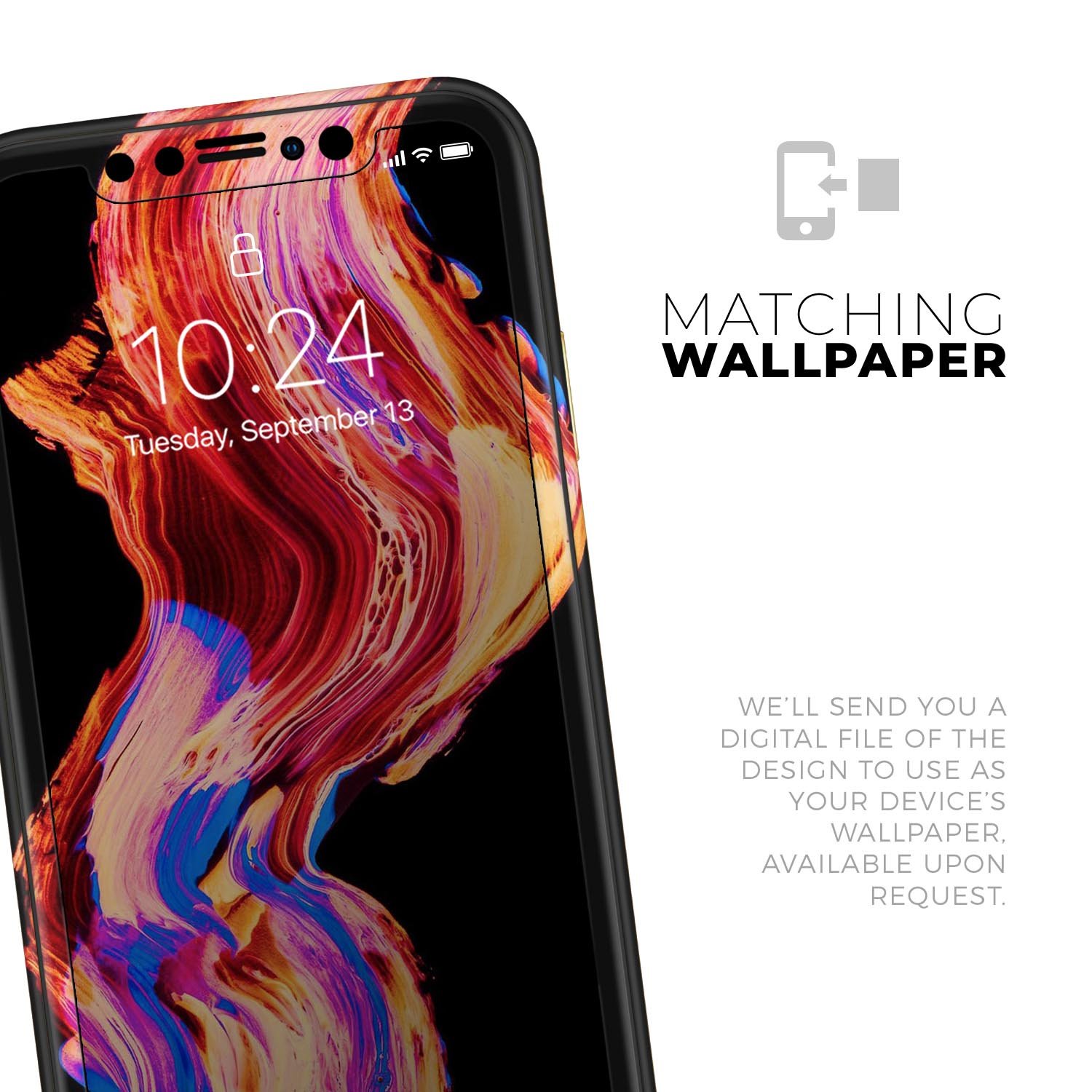 Liquid Abstract Paint V80 skin for Apple iPhone, showcasing vibrant colors and a sleek design.