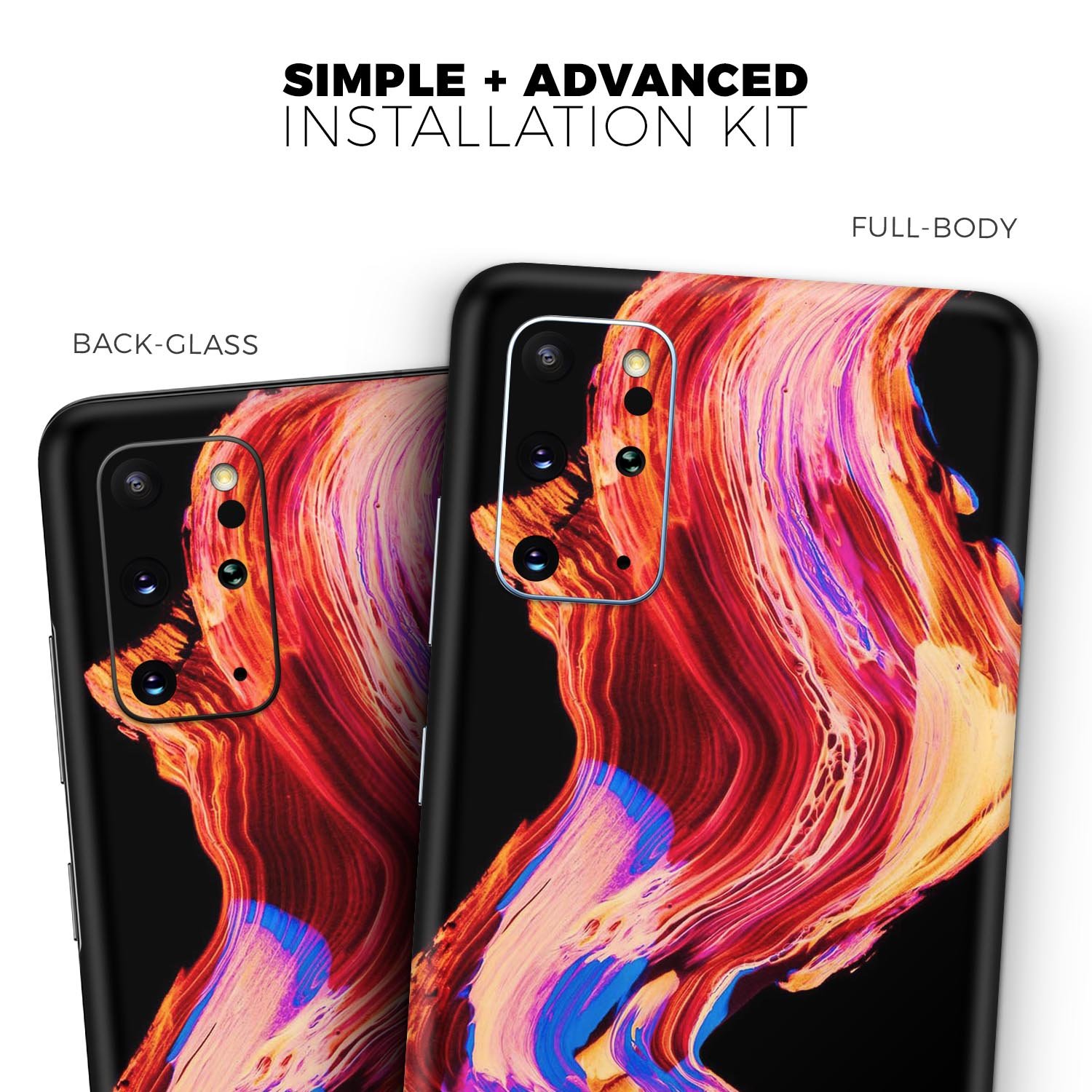 Liquid Abstract Paint V80 skin for Samsung Galaxy S-Series, showcasing vibrant abstract design and premium vinyl material.