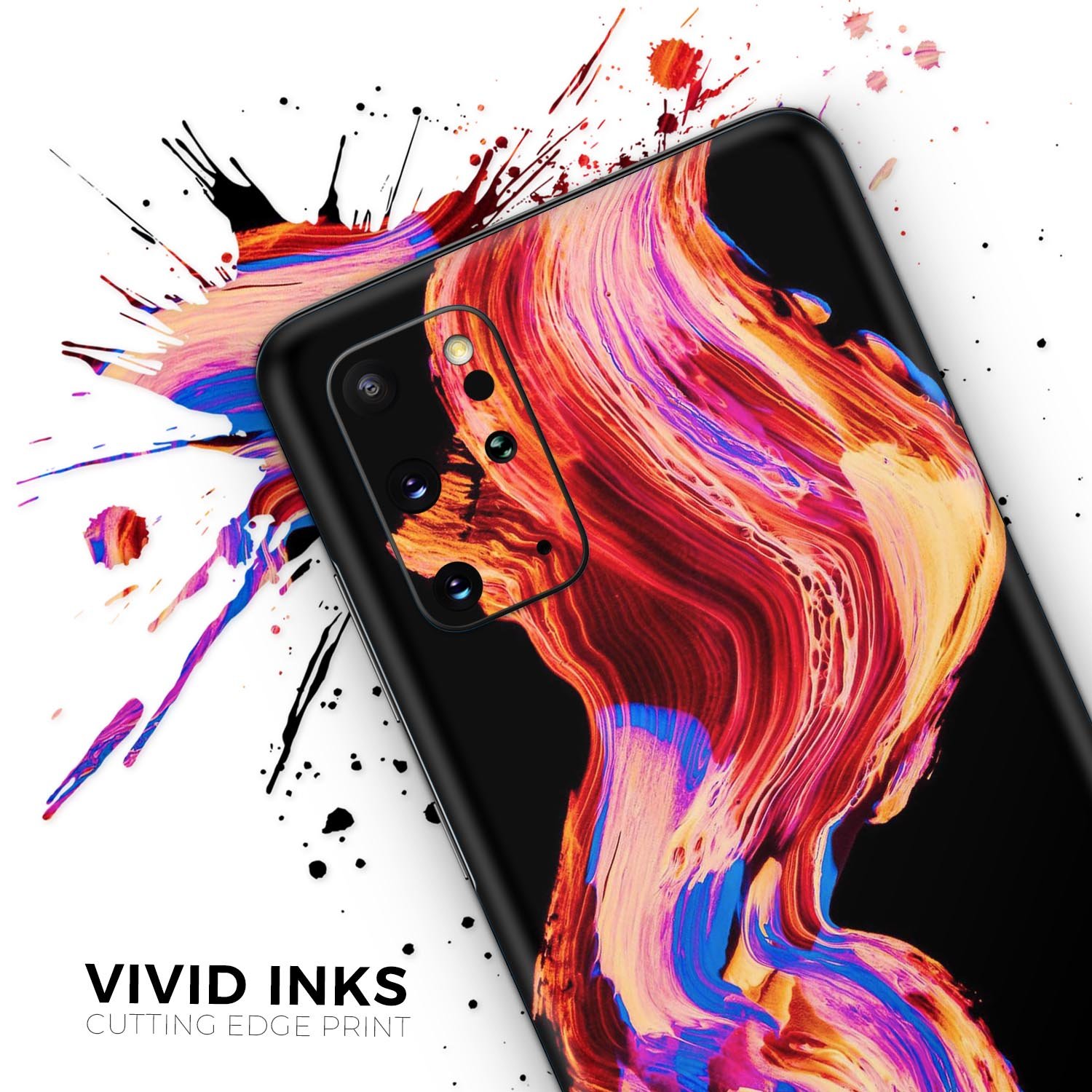 Liquid Abstract Paint V80 skin for Samsung Galaxy S-Series, showcasing vibrant abstract design and premium vinyl material.