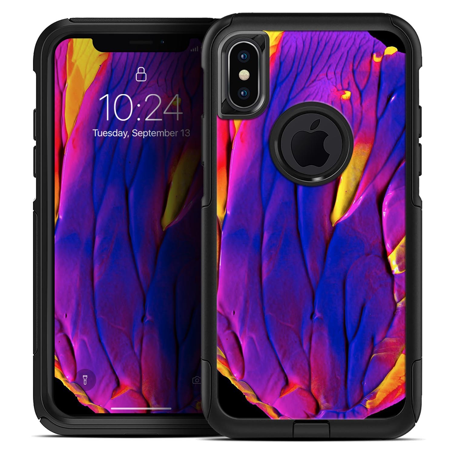 Liquid Abstract Paint V9 Skin Kit for iPhone OtterBox Cases featuring vibrant abstract design and premium 3M material.