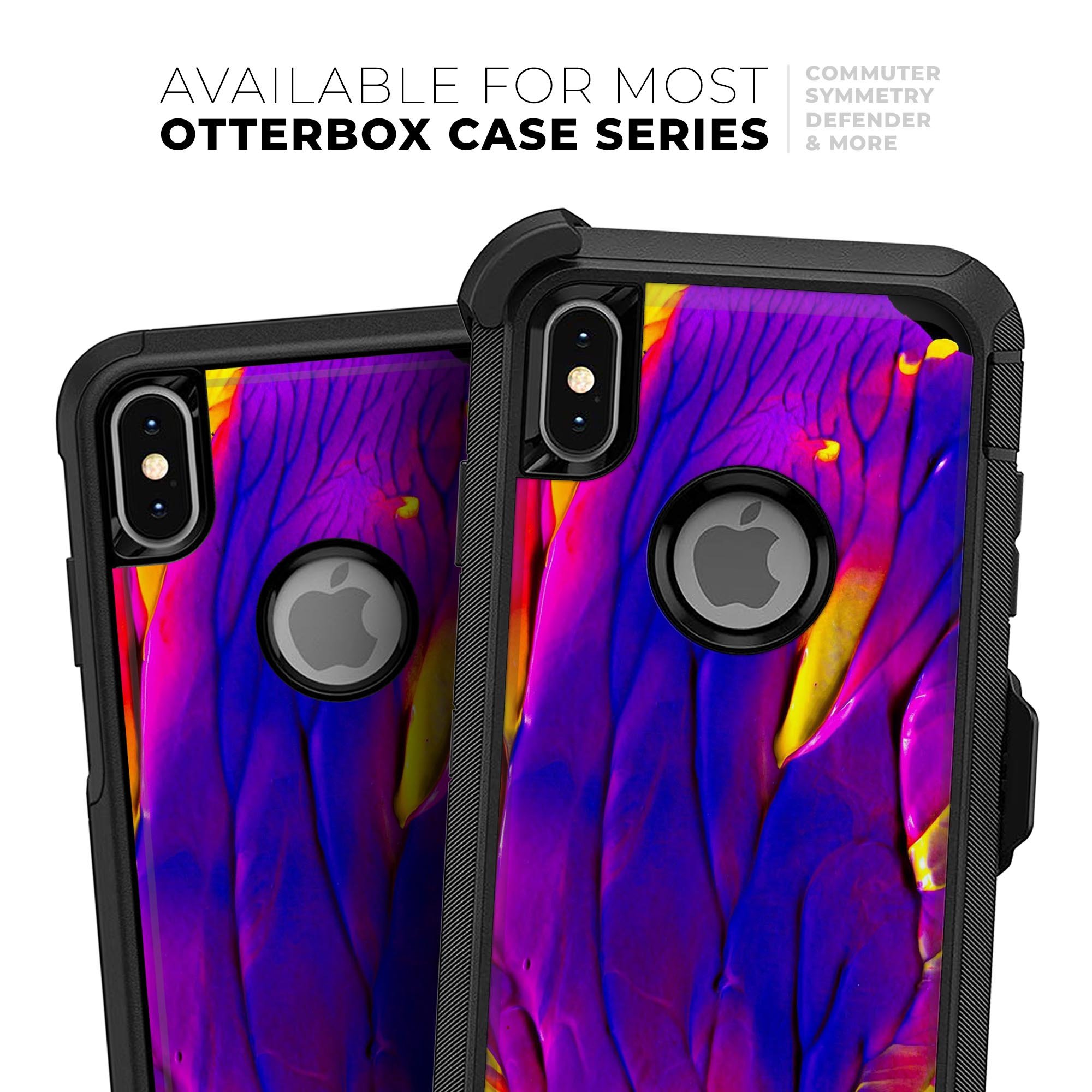 Liquid Abstract Paint V9 Skin Kit for iPhone OtterBox Cases featuring vibrant abstract design and premium 3M material.