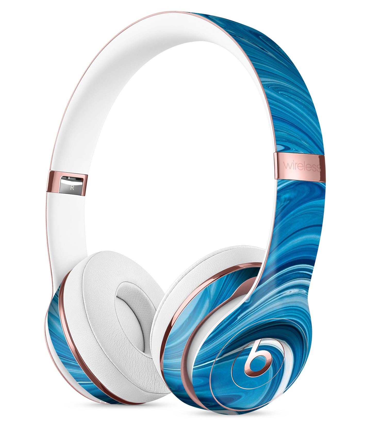 Liquid Blue Color Fusion Full-Body Skin Kit for Beats by Dre Solo 3 Wireless Headphones, showcasing vibrant colors and a sleek design.