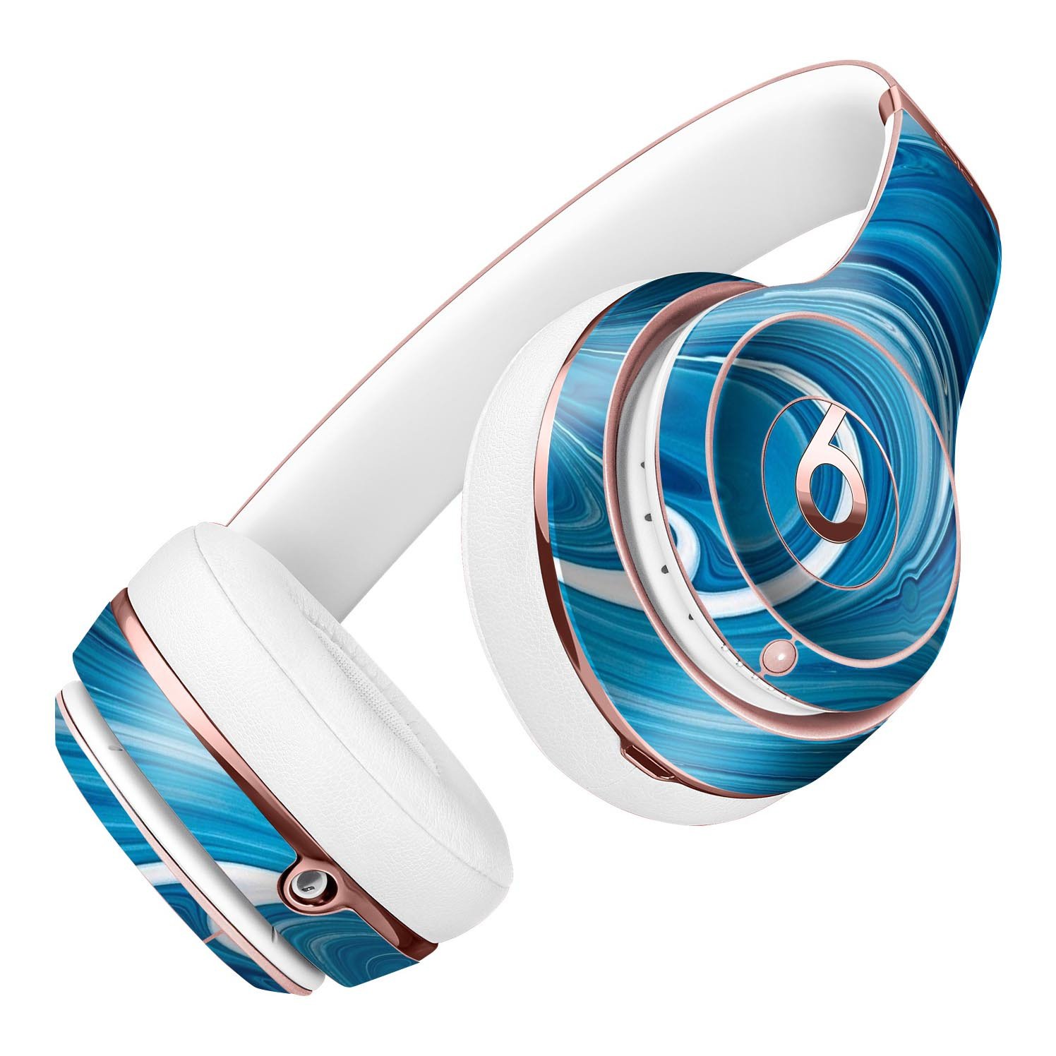 Liquid Blue Color Fusion Full-Body Skin Kit for Beats by Dre Solo 3 Wireless Headphones, showcasing vibrant colors and a sleek design.