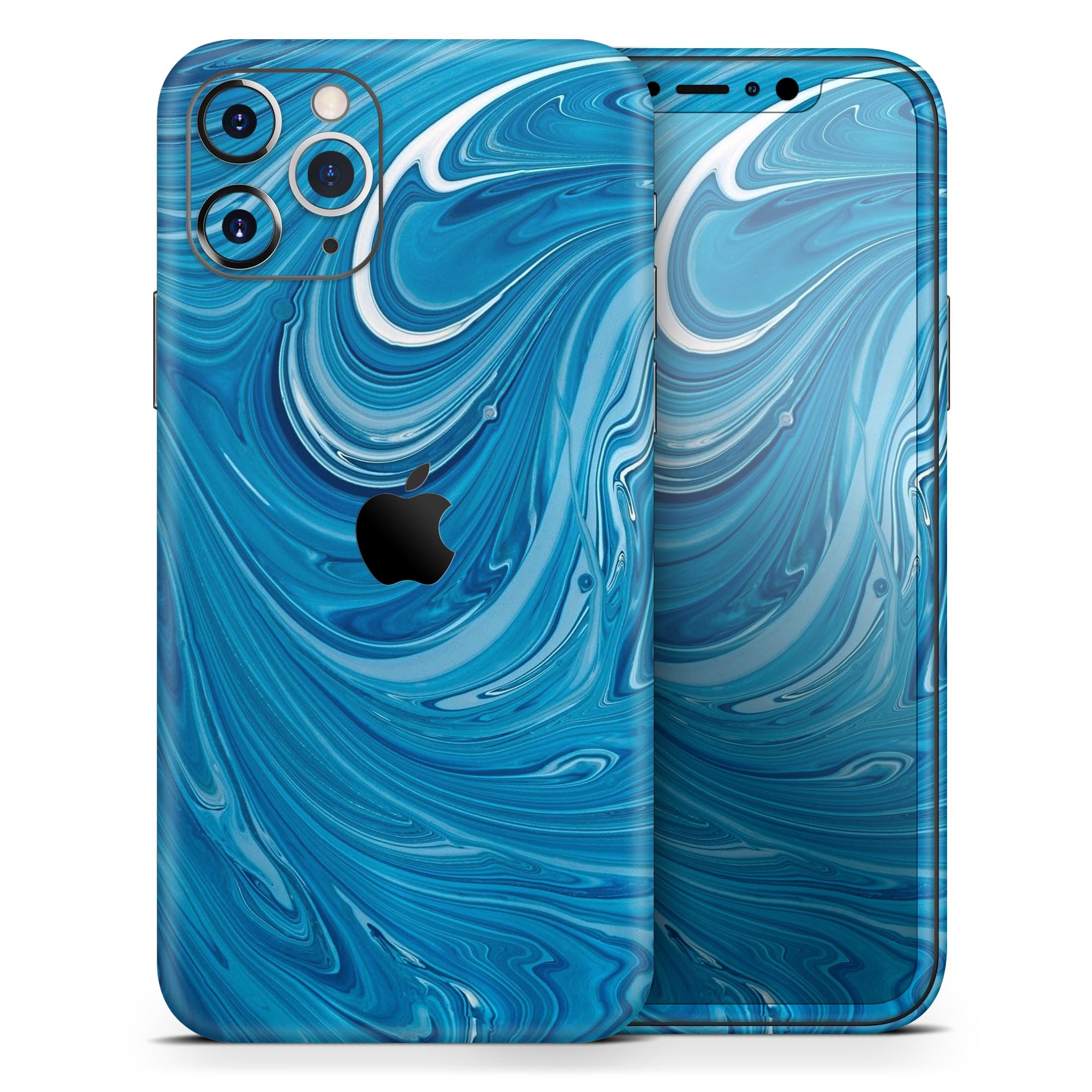 Liquid Blue Color Fusion Skin-Kit for Apple iPhone, showcasing vibrant colors and sleek design.