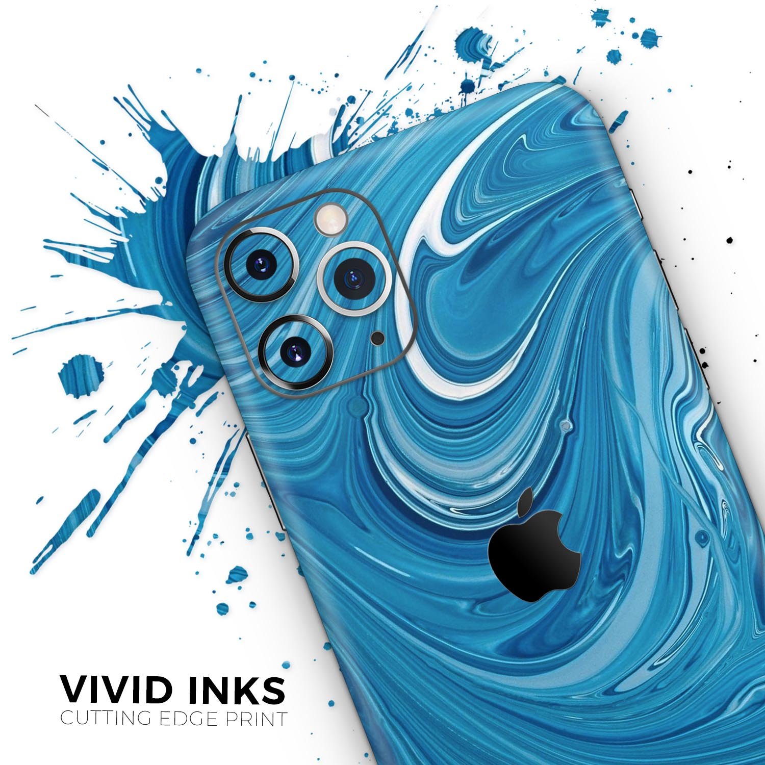 Liquid Blue Color Fusion Skin-Kit for Apple iPhone, showcasing vibrant colors and sleek design.