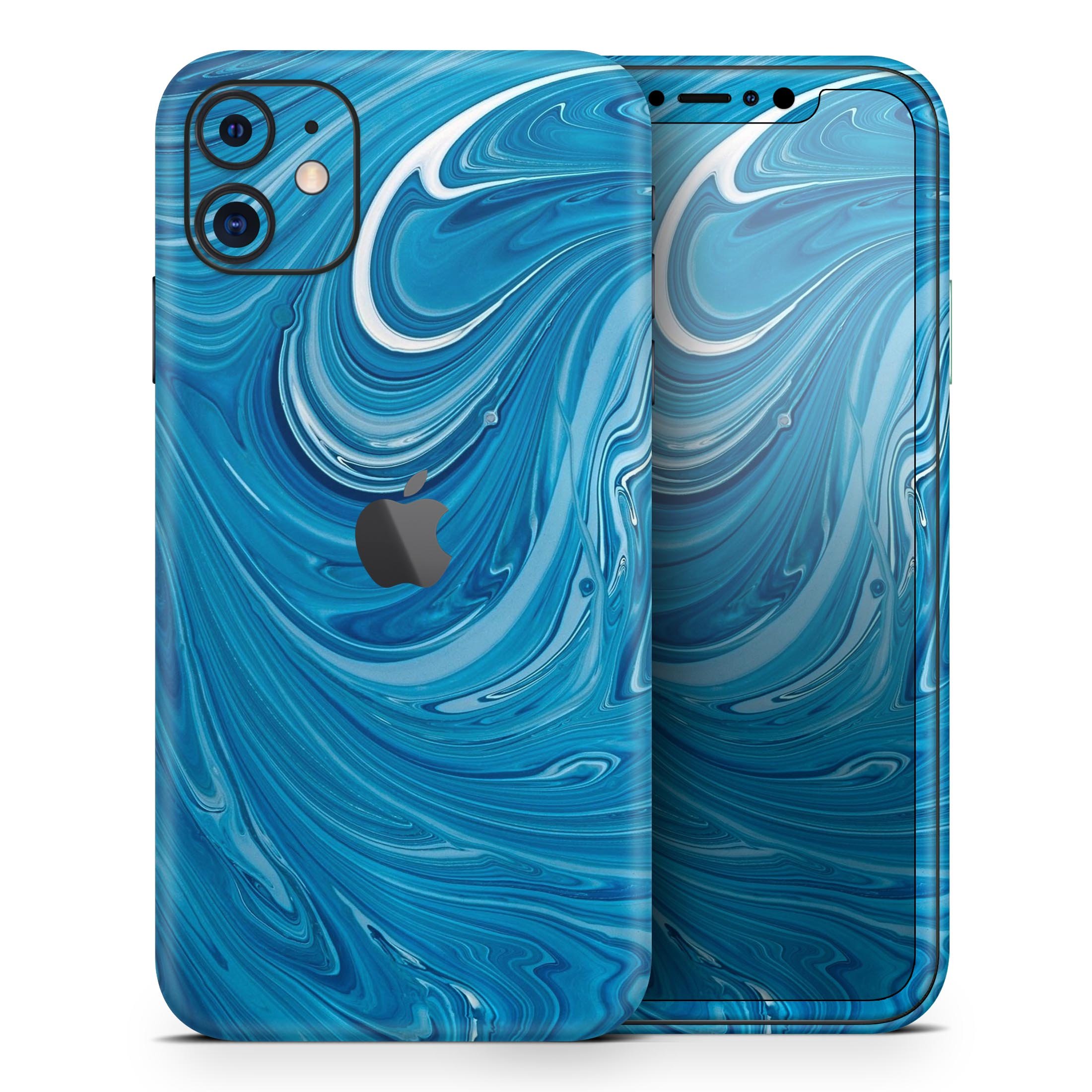 Liquid Blue Color Fusion Skin-Kit for Apple iPhone, showcasing vibrant colors and sleek design.