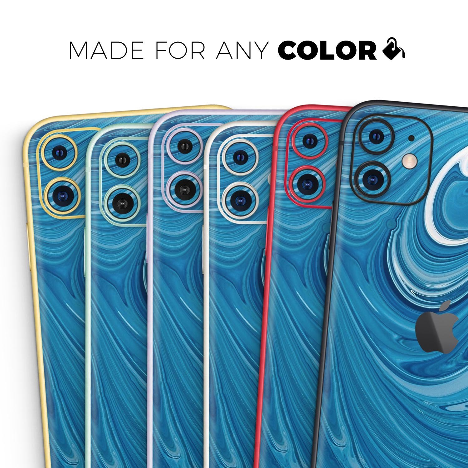 Liquid Blue Color Fusion Skin-Kit for Apple iPhone, showcasing vibrant colors and sleek design.