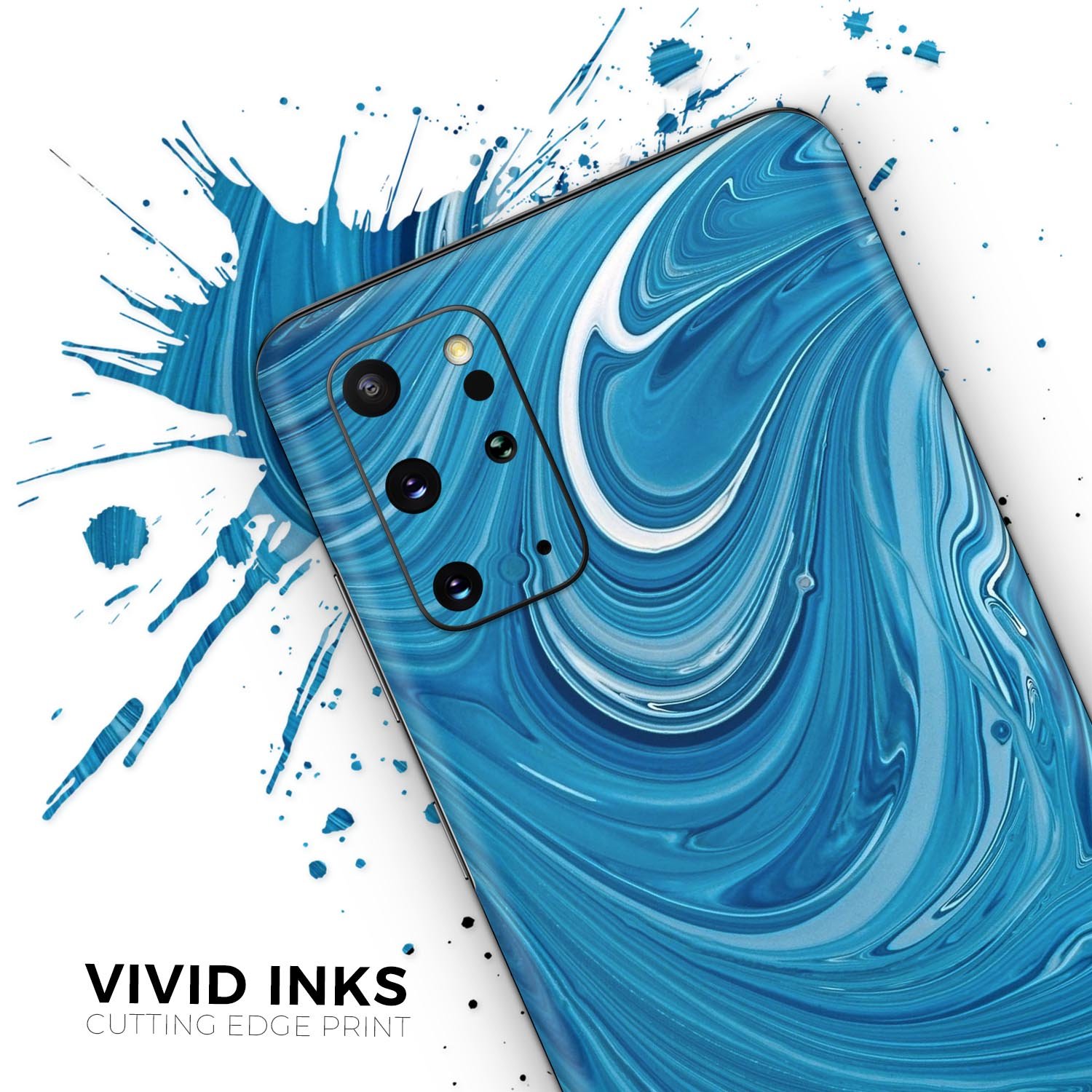 Liquid Blue Color Fusion Skin-Kit for Samsung Galaxy S-Series, showcasing vibrant color and sleek design.