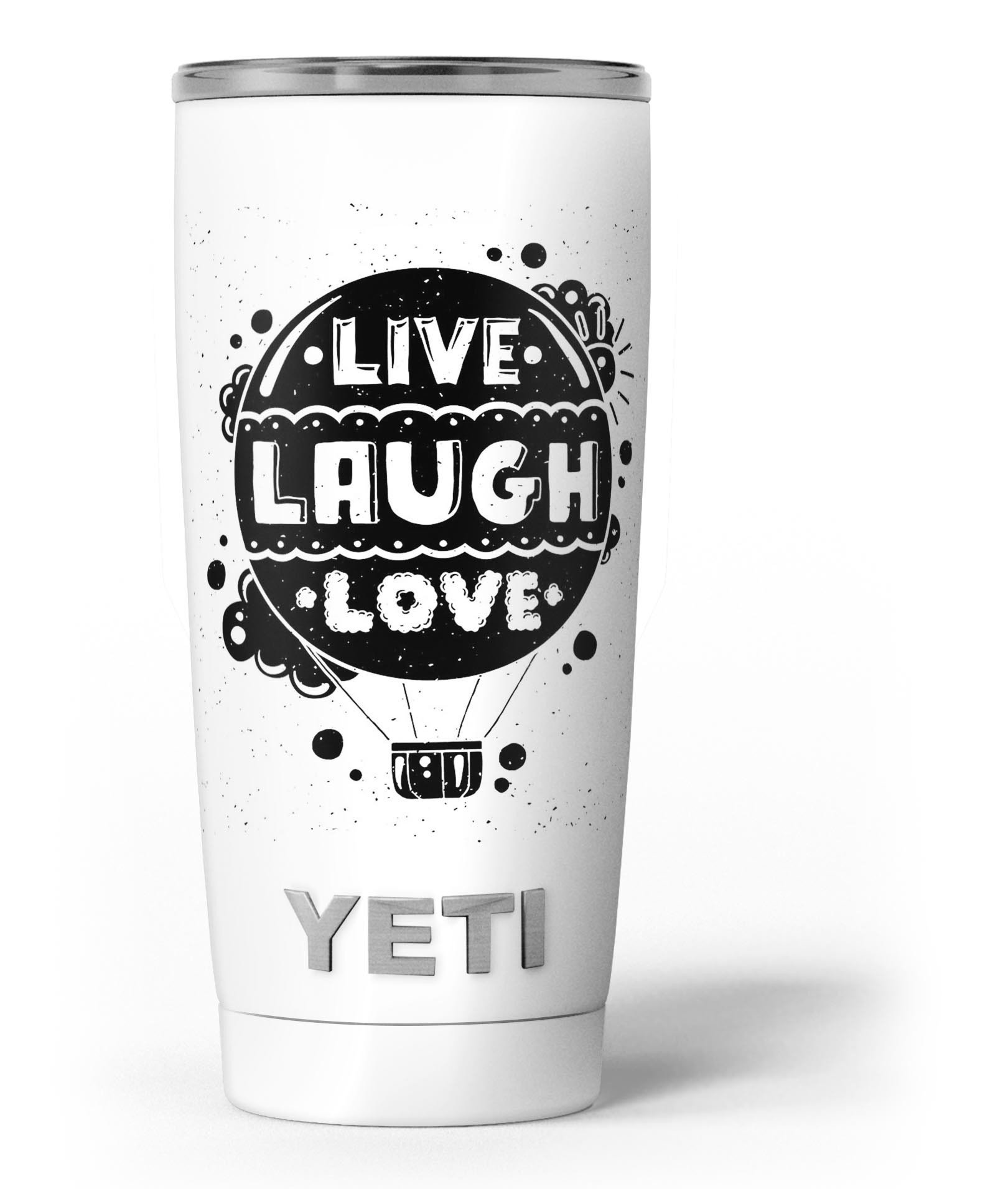 Live Laugh Love Skin Decal Vinyl Wrap Kit for Yeti Cooler, showcasing vibrant design and premium vinyl material.