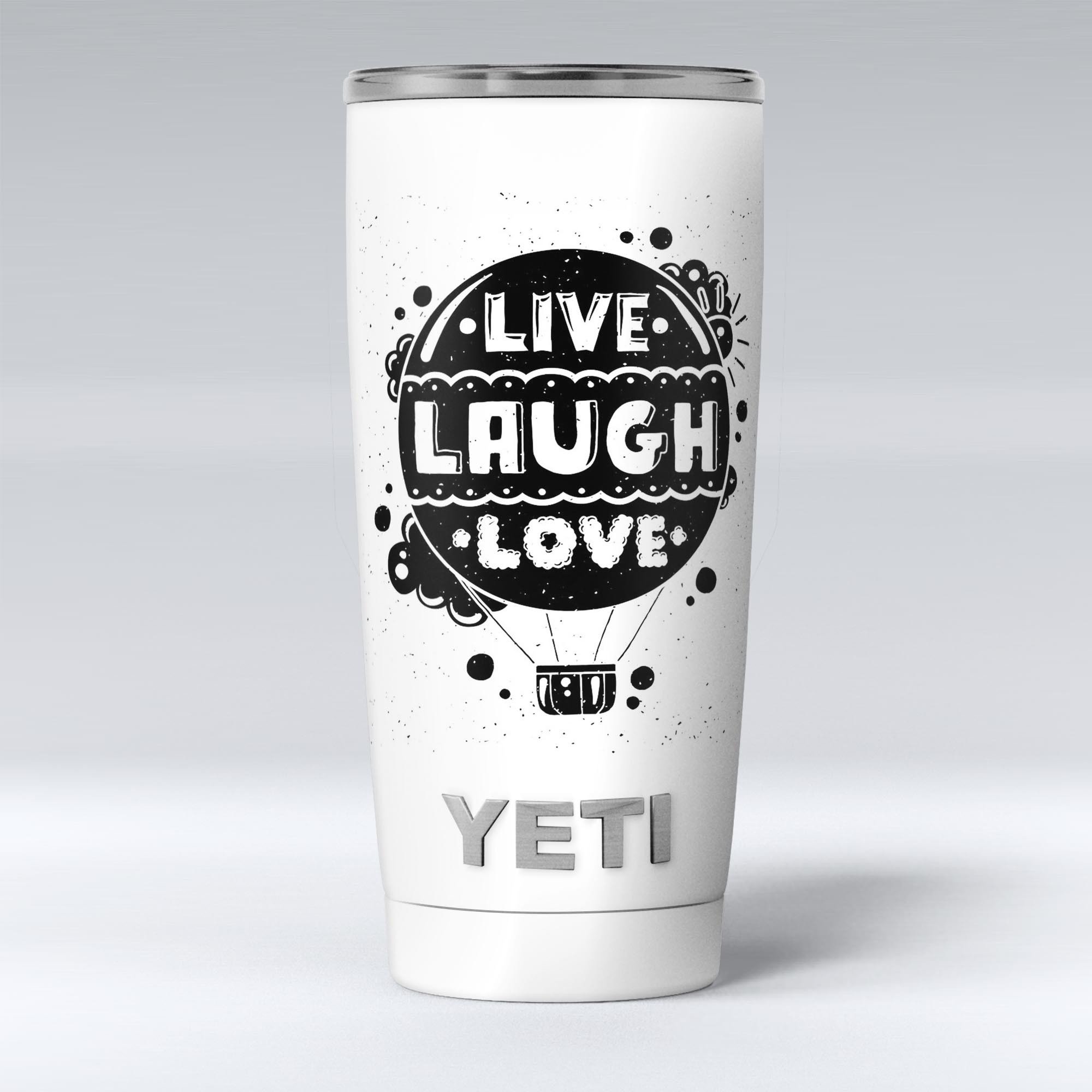 Live Laugh Love Skin Decal Vinyl Wrap Kit for Yeti Cooler, showcasing vibrant design and premium vinyl material.