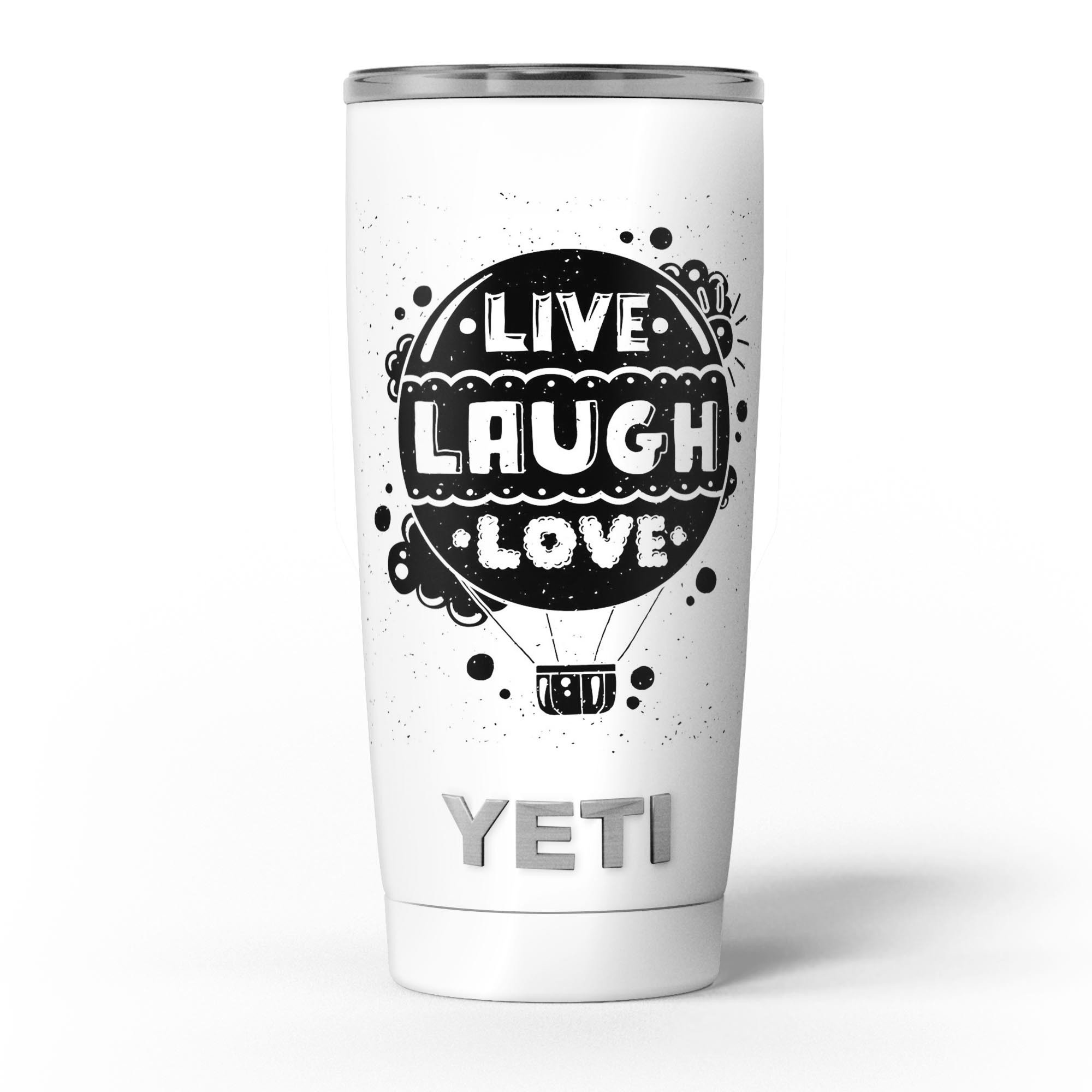 Live Laugh Love Skin Decal Vinyl Wrap Kit for Yeti Cooler, showcasing vibrant design and premium vinyl material.