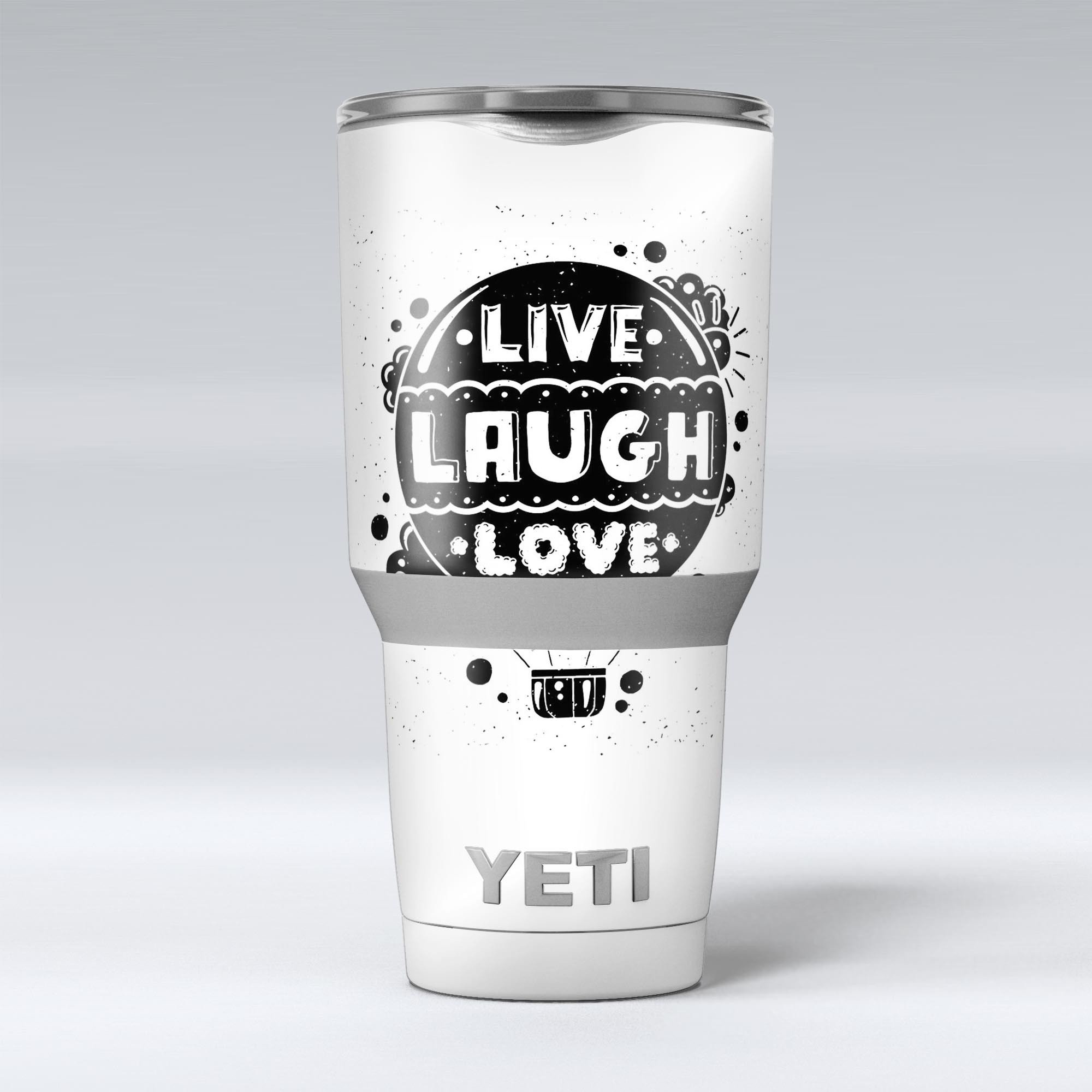 Live Laugh Love Skin Decal Vinyl Wrap Kit for Yeti Cooler, showcasing vibrant design and premium vinyl material.