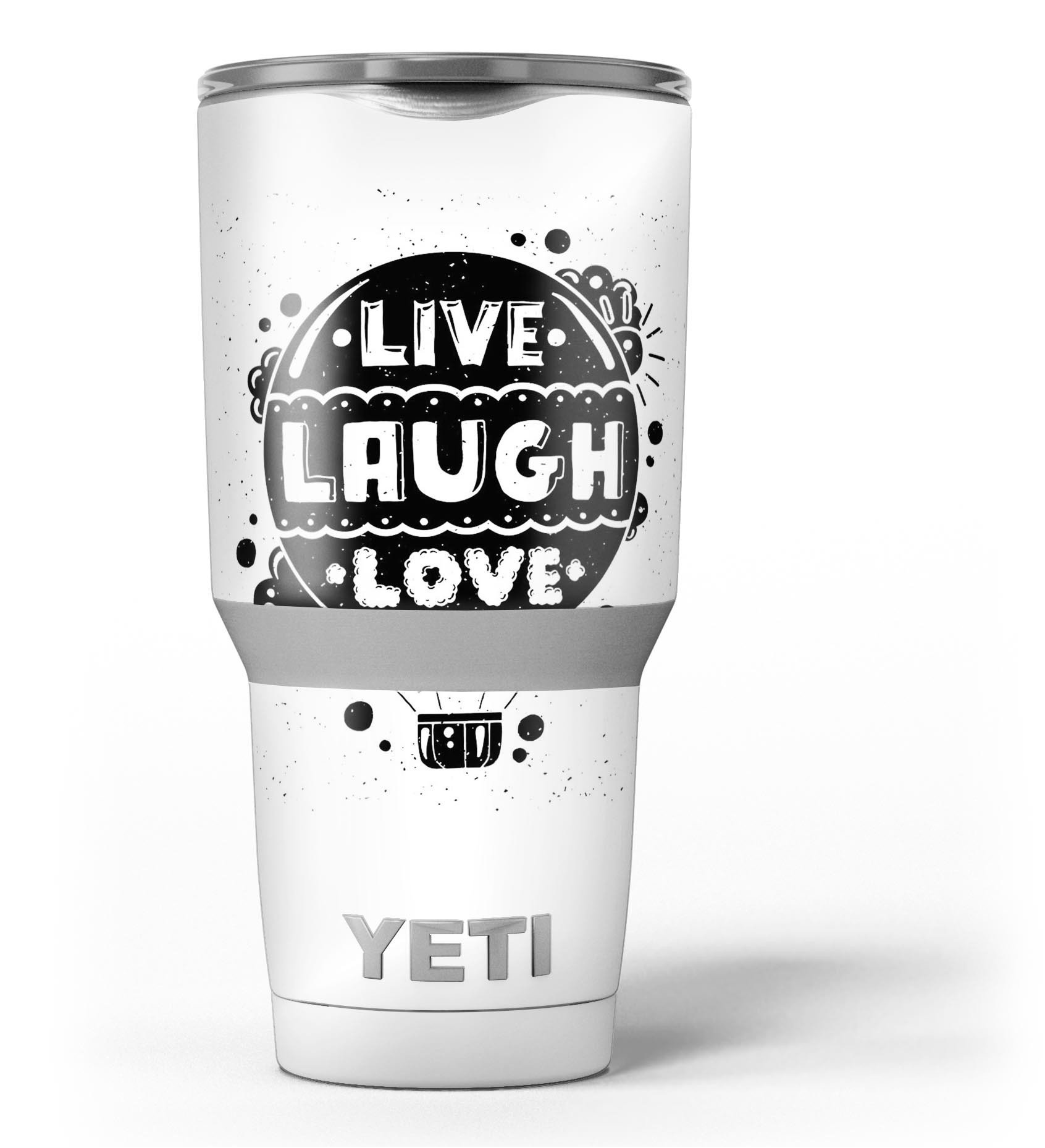 Live Laugh Love Skin Decal Vinyl Wrap Kit for Yeti Cooler, showcasing vibrant design and premium vinyl material.