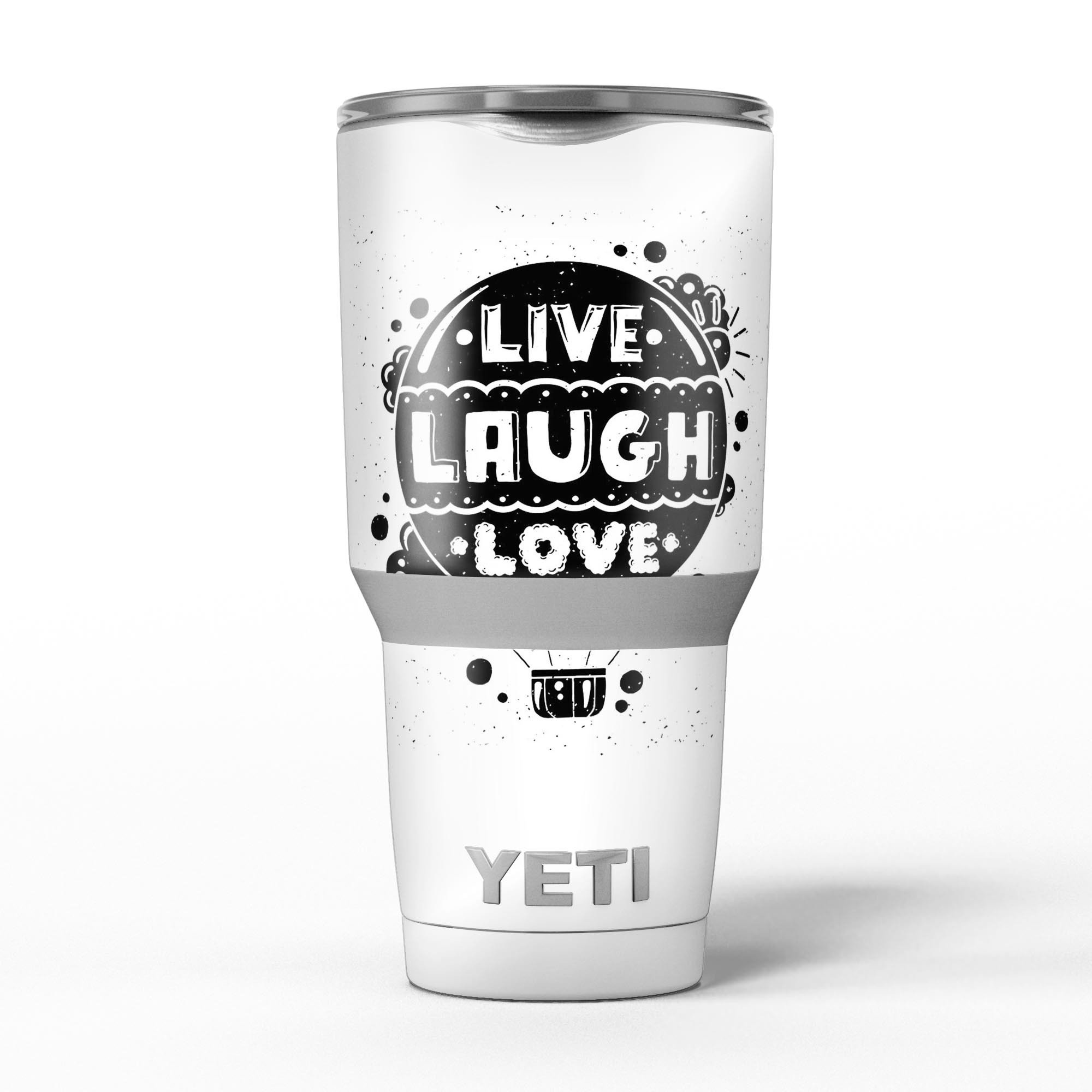 Live Laugh Love Skin Decal Vinyl Wrap Kit for Yeti Cooler, showcasing vibrant design and premium vinyl material.