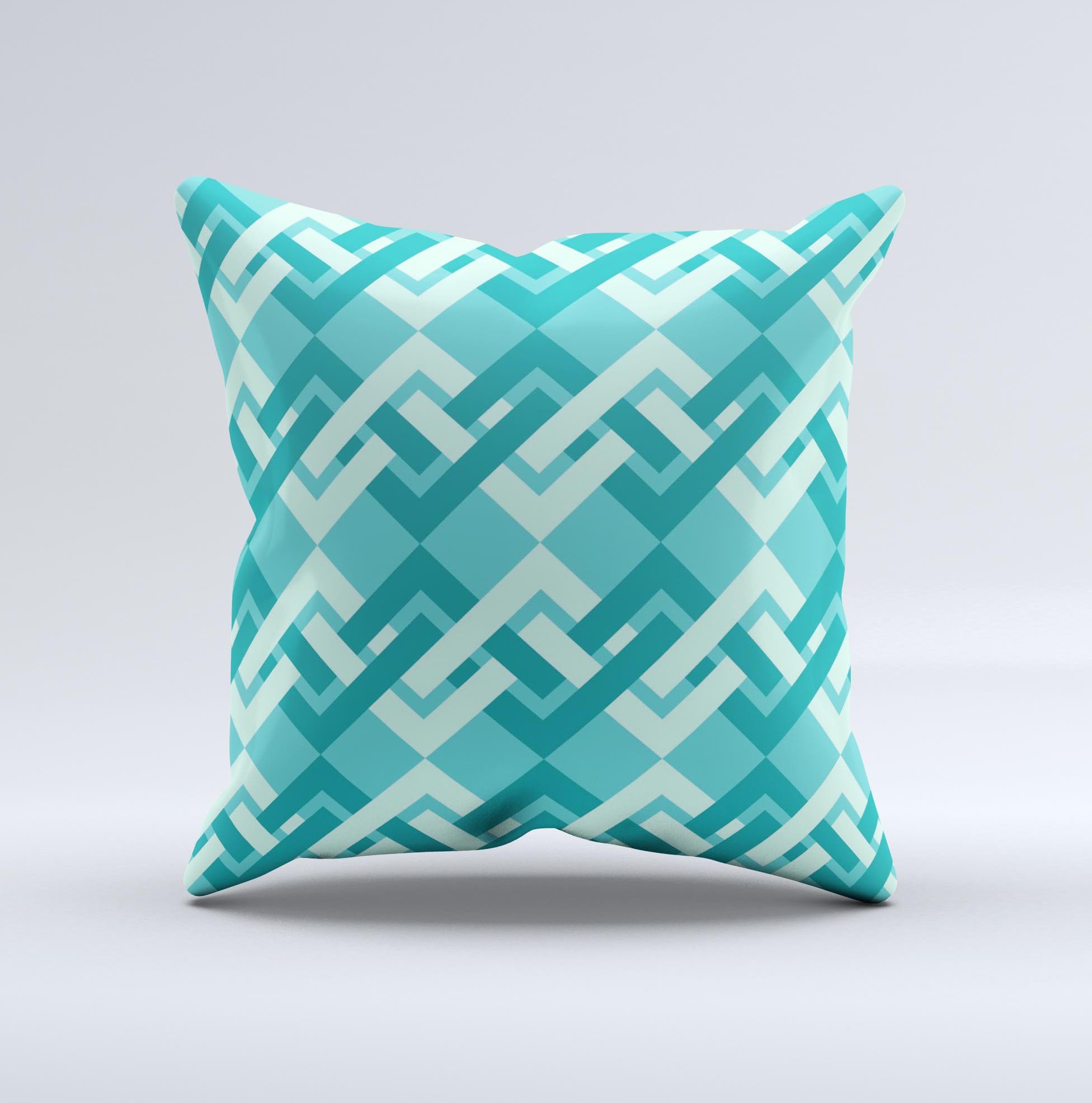 Locking Green Pattern Ink-Fuzed Decorative Throw Pillow showcasing a unique green design, handcrafted in Virginia with high-quality materials.