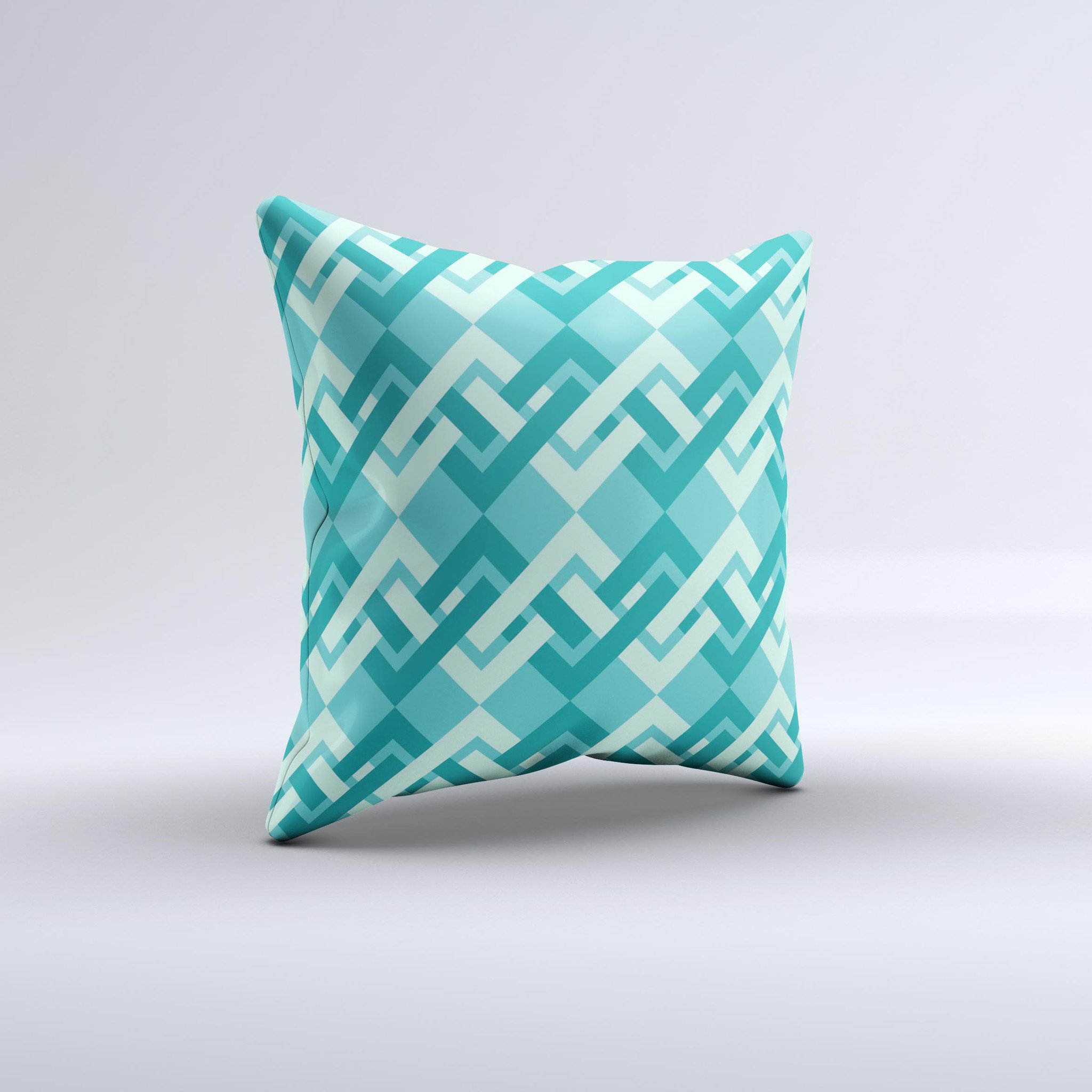 Locking Green Pattern Ink-Fuzed Decorative Throw Pillow showcasing a unique green design, handcrafted in Virginia with high-quality materials.