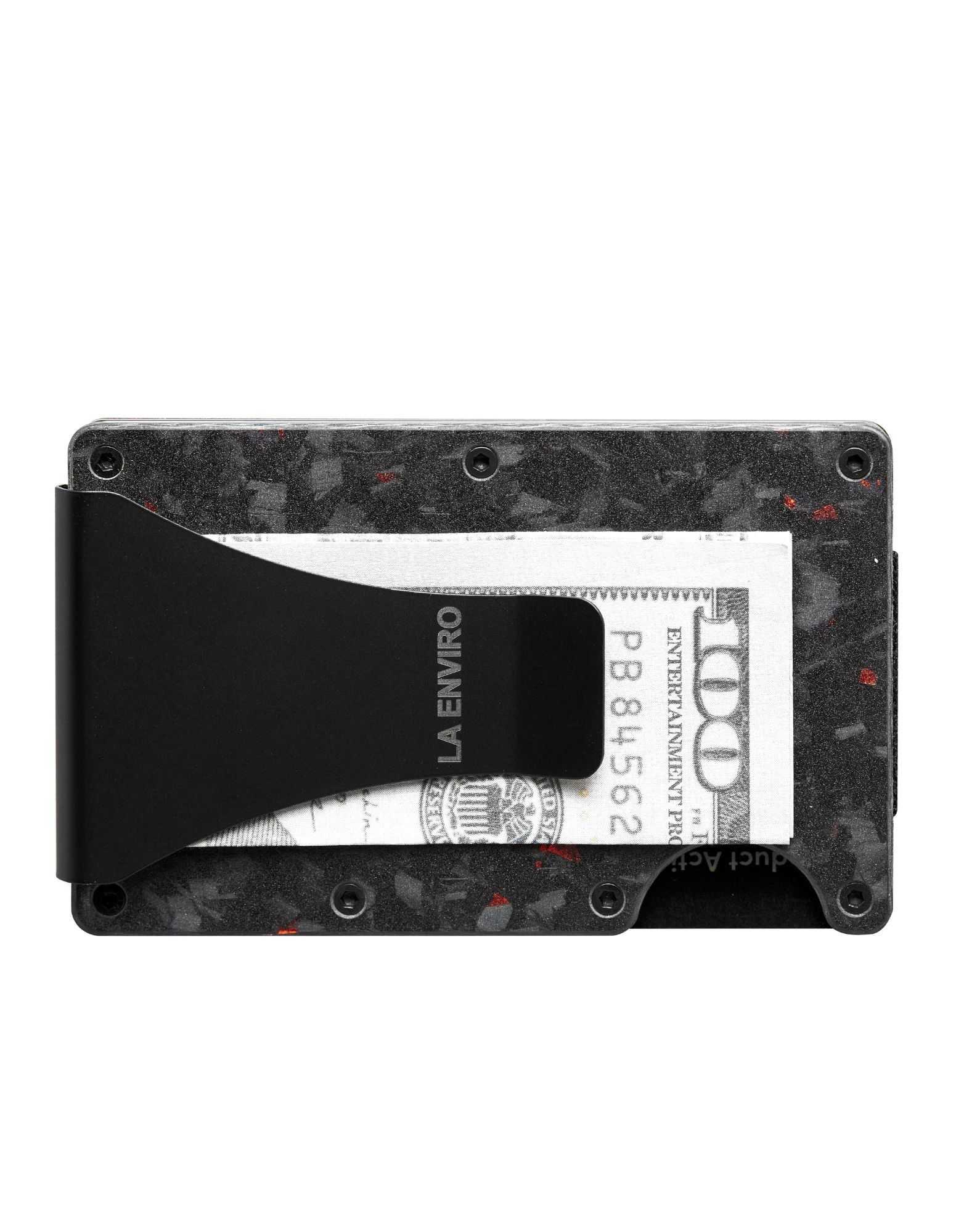 LORNE Forged Carbon Wallet in Matte Red showcasing its sleek design and RFID blocking features.