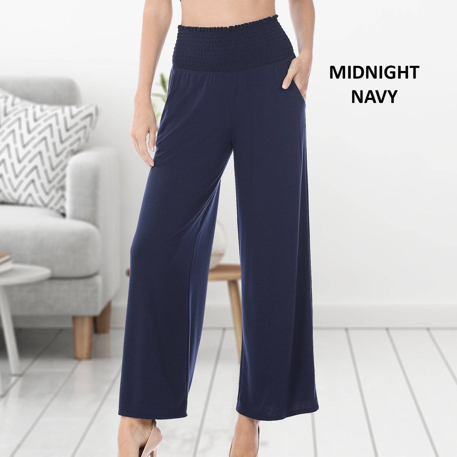 Comfortable Lounge Pant with Smocked Waist and Front Pockets, perfect for casual wear.