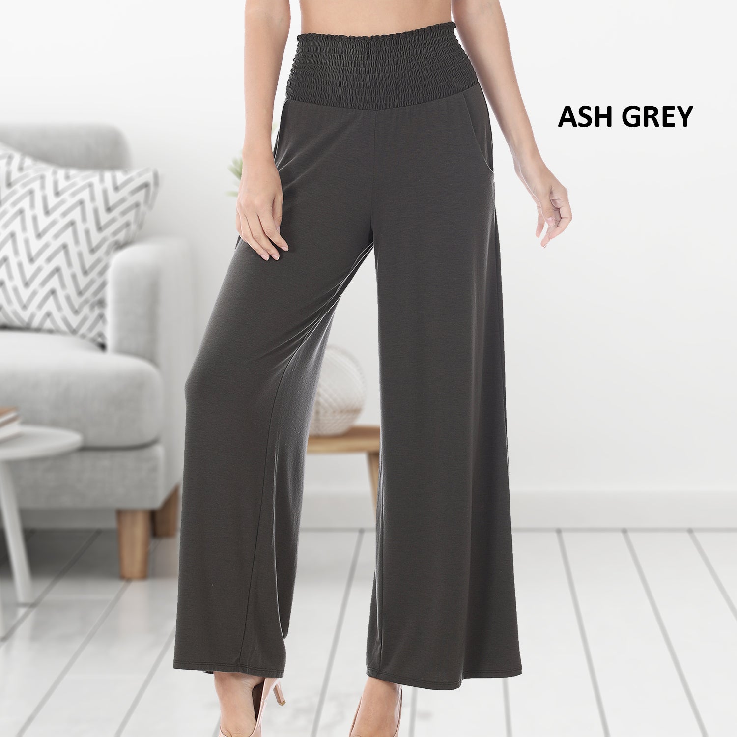 Comfortable Lounge Pant with Smocked Waist and Front Pockets, perfect for casual wear.