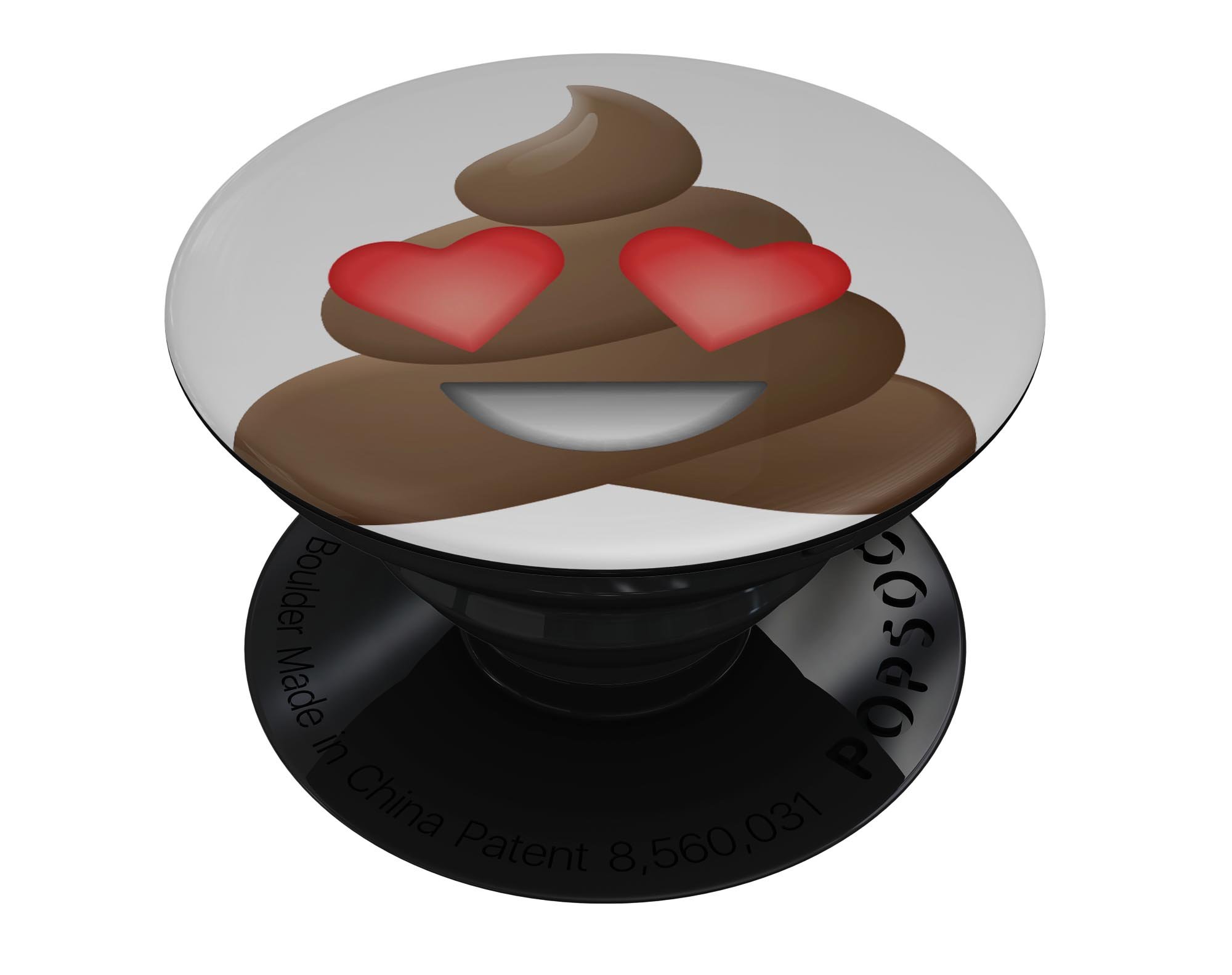 Love Eyes Poo Emoticon Emoji Skin Kit for PopSockets, featuring a playful design on premium vinyl.