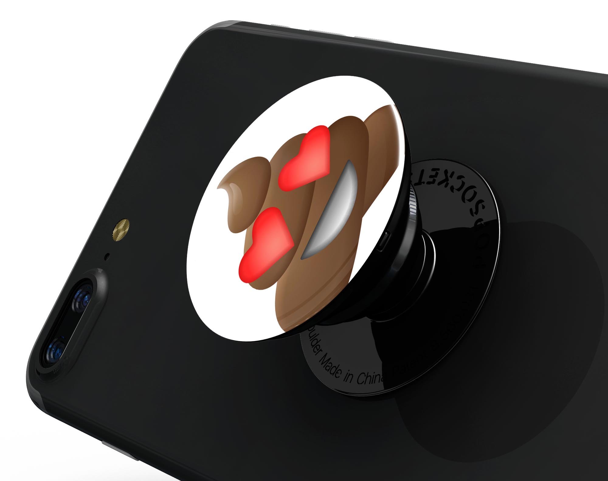 Love Eyes Poo Emoticon Emoji Skin Kit for PopSockets, featuring a playful design on premium vinyl.