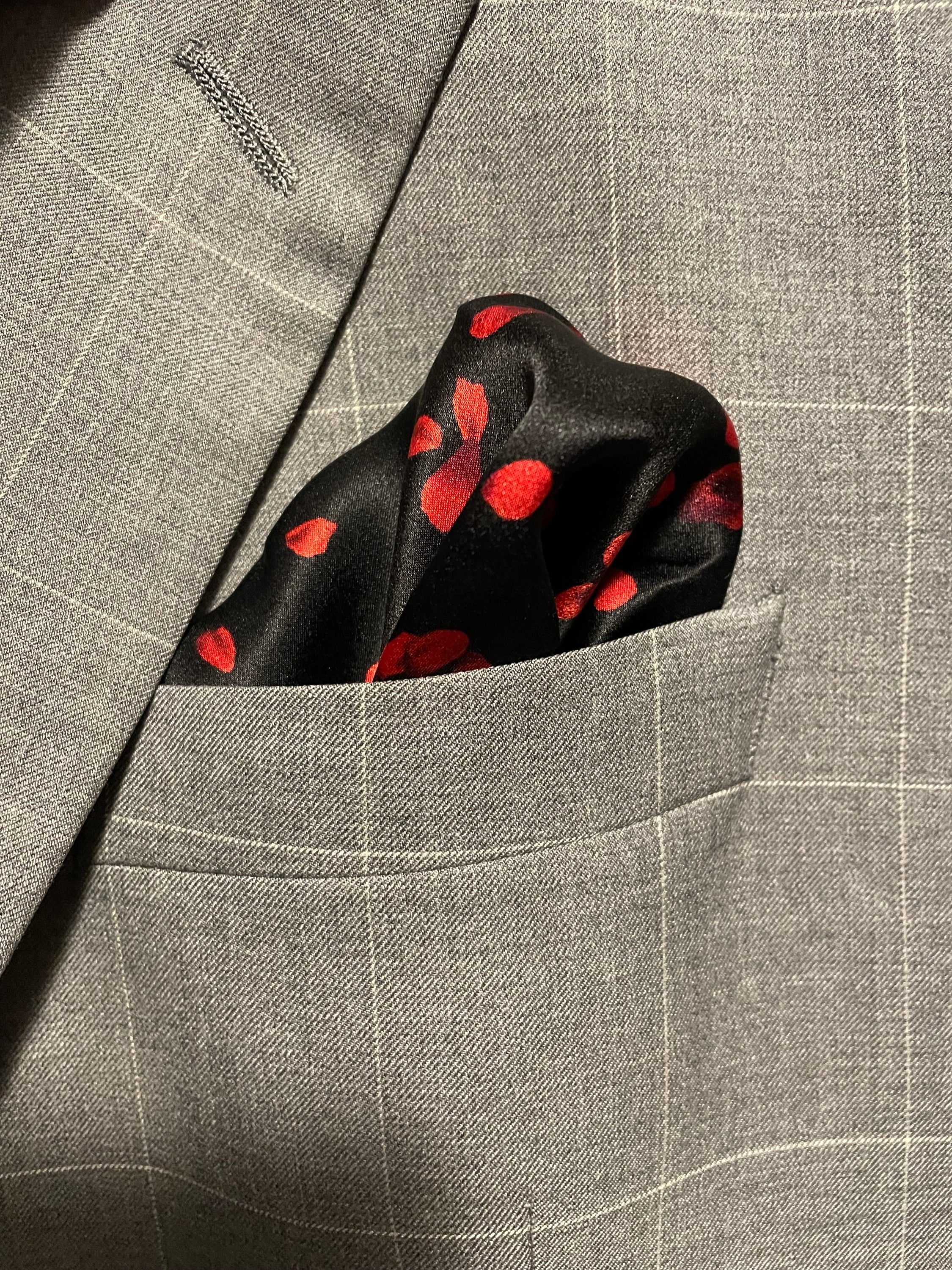 Love Knows No Borders Pocket Square featuring falling rose petals, symbolizing love and unity.