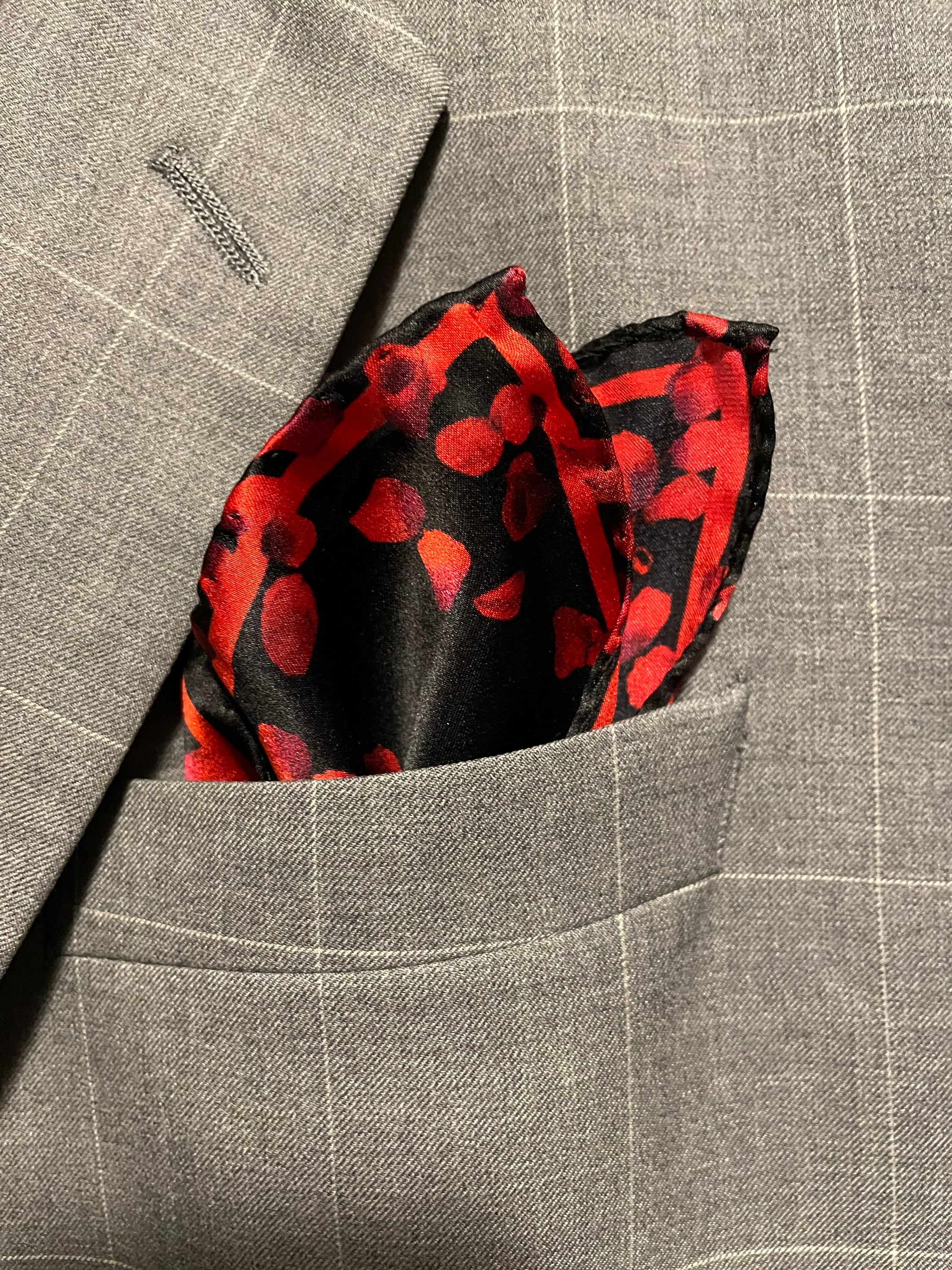 Love Knows No Borders Pocket Square featuring falling rose petals, symbolizing love and unity.