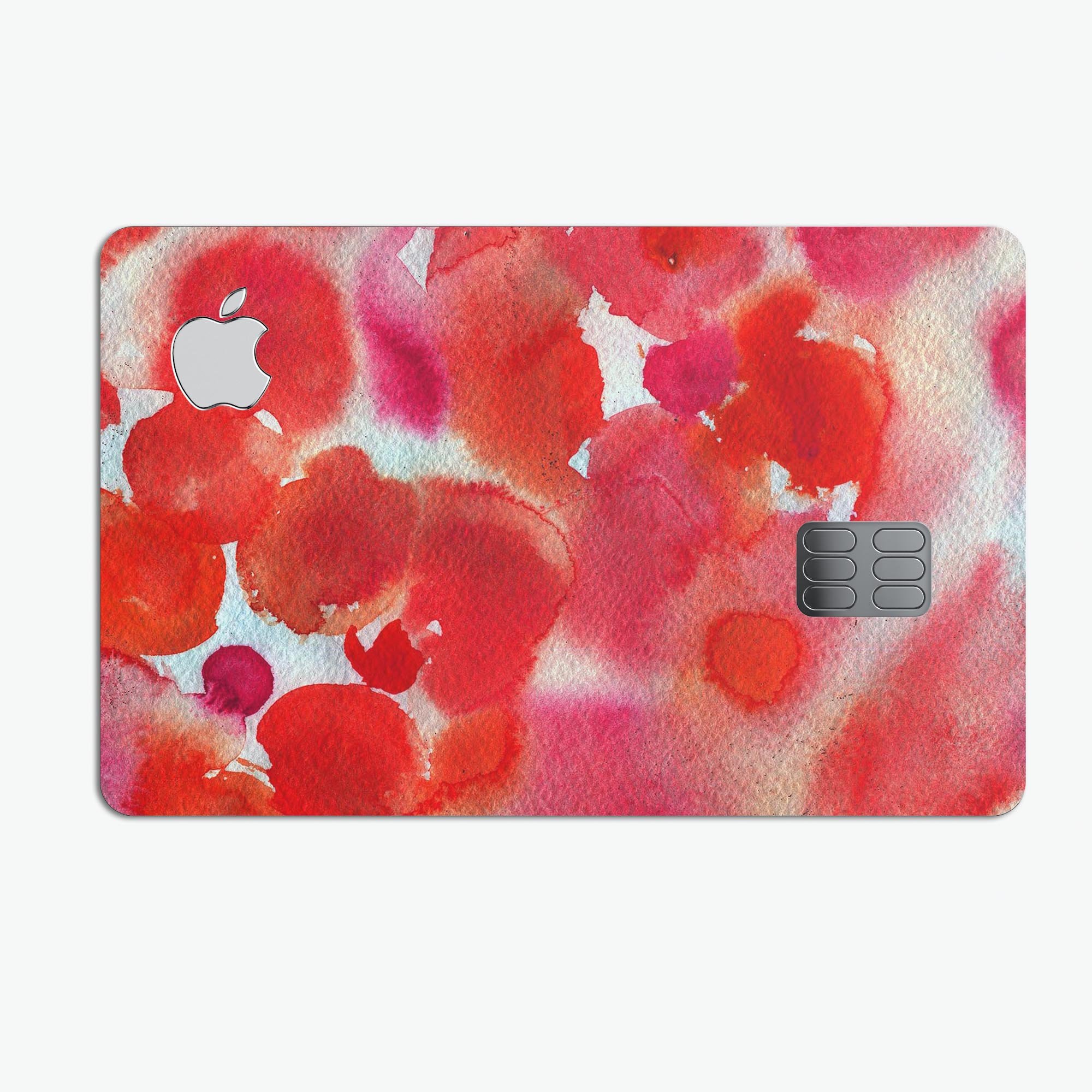 Love Red Absorbed Watercolor Texture decal for Apple Card, showcasing vibrant colors and premium vinyl material.