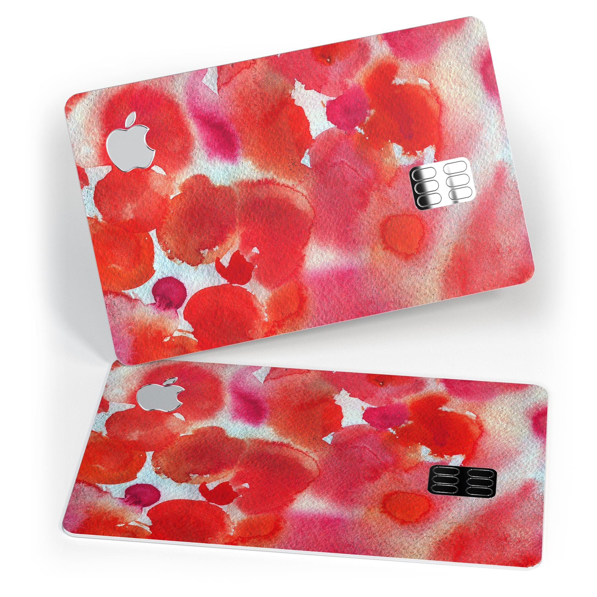 Love Red Absorbed Watercolor Texture decal for Apple Card, showcasing vibrant colors and premium vinyl material.