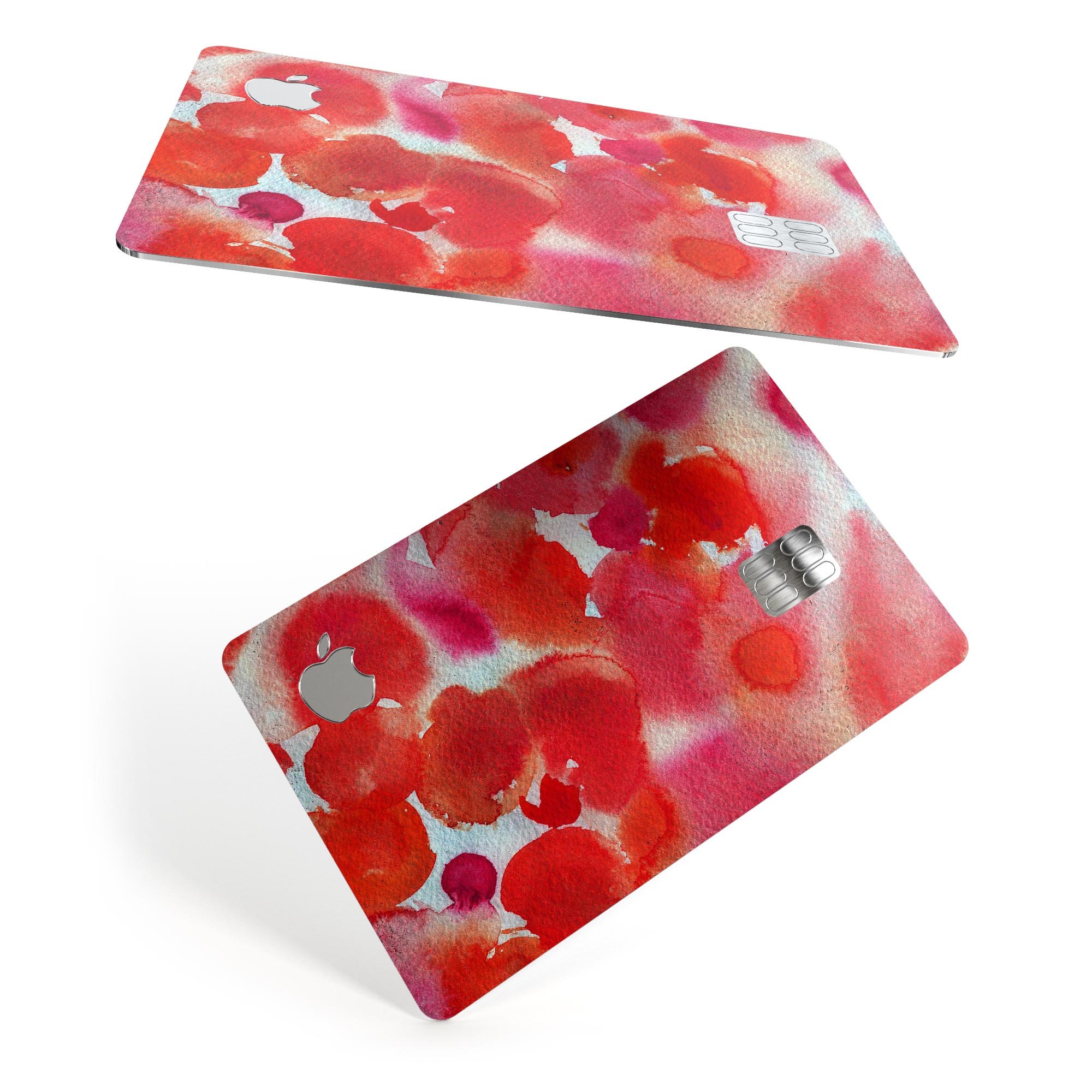 Love Red Absorbed Watercolor Texture decal for Apple Card, showcasing vibrant colors and premium vinyl material.