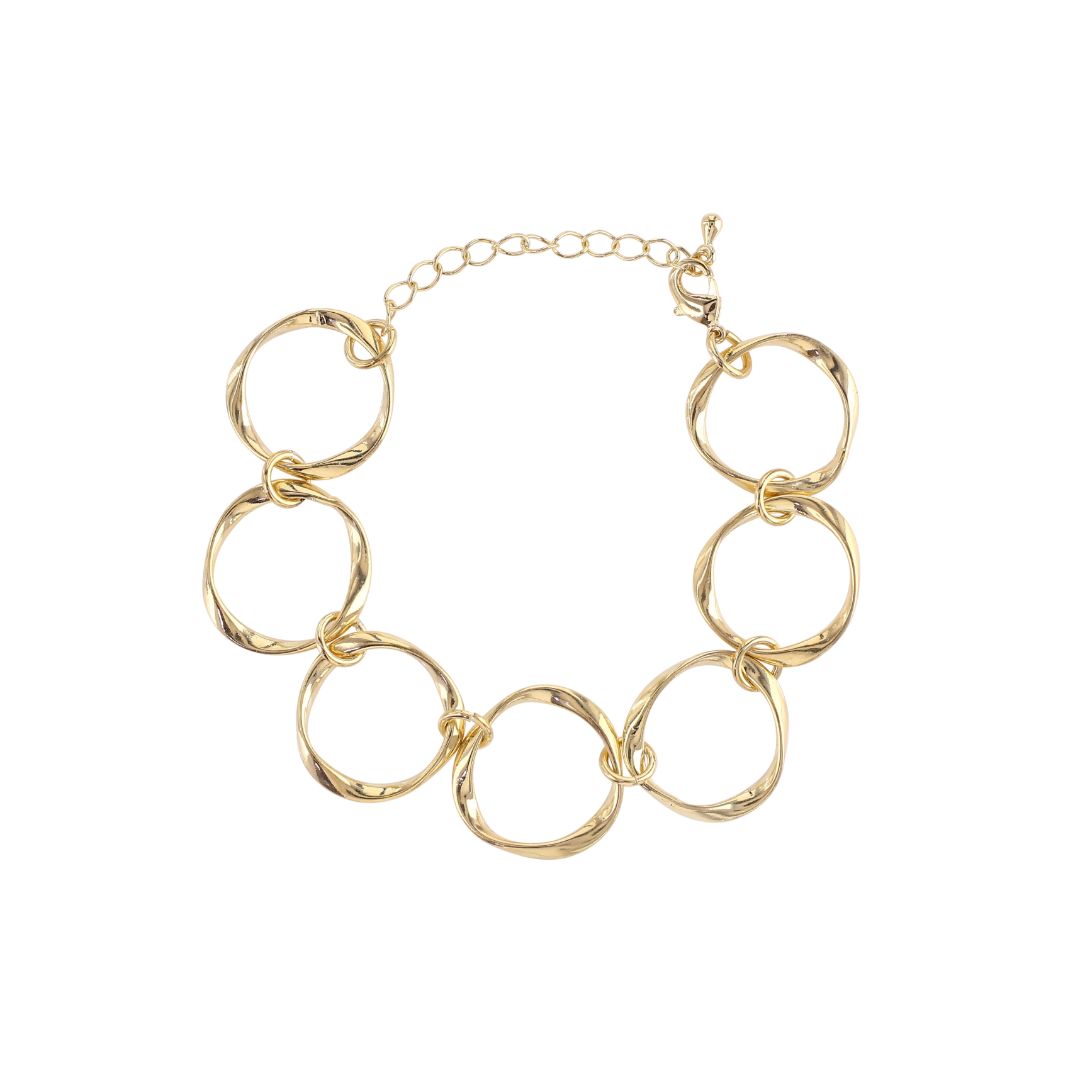 loveRocks Beaten Rings Bracelet featuring interconnected beaten metal rings for a contemporary chic look.