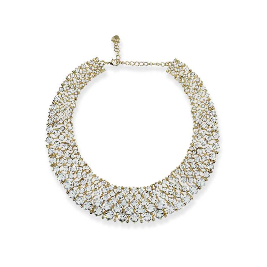 loveRocks Glam Crystal Collar Necklace featuring sparkling crystals on a luxurious collar design, perfect for special occasions.