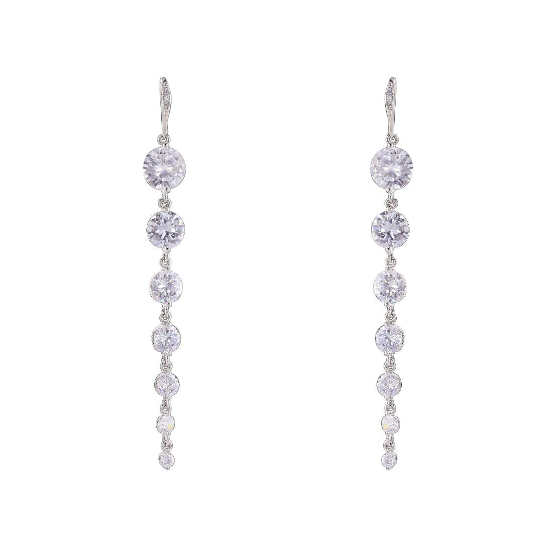 loveRocks Long Tapered Earrings featuring 7 sparkling CZ stones, elegantly designed for special occasions.